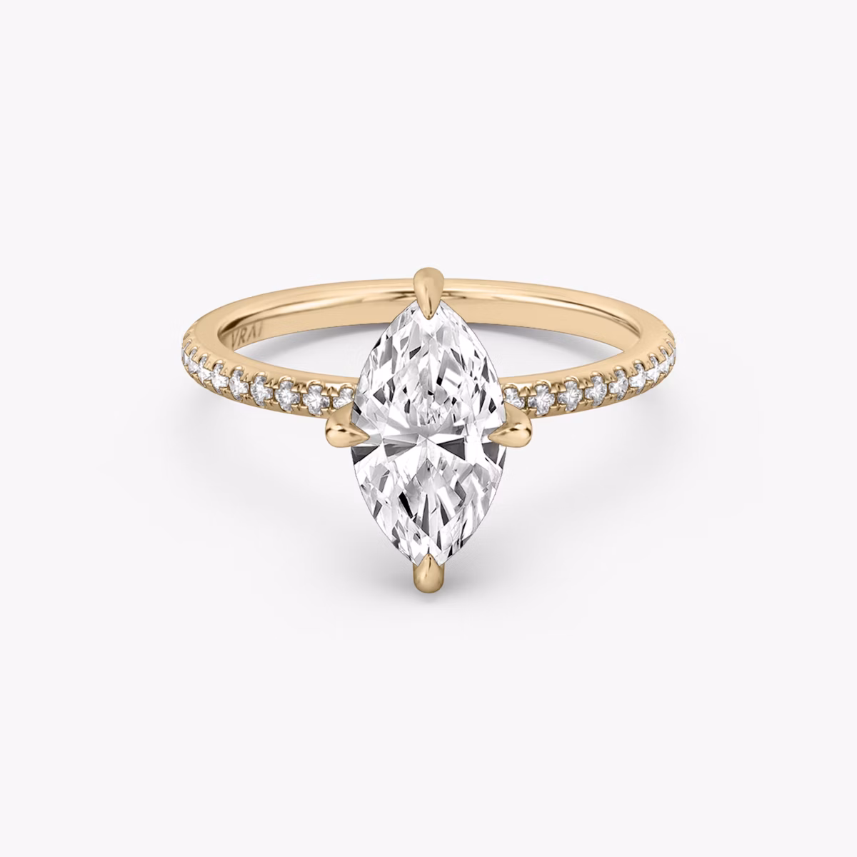 Classic Hidden Halo | Marquise | 14k | Roségold | bandAccent: Mit Pavé-Besatz | bandWidth: standard | prongStyle: Ohne Pavé-Besatz | diamondOrientation: vertical | caratWeight: other