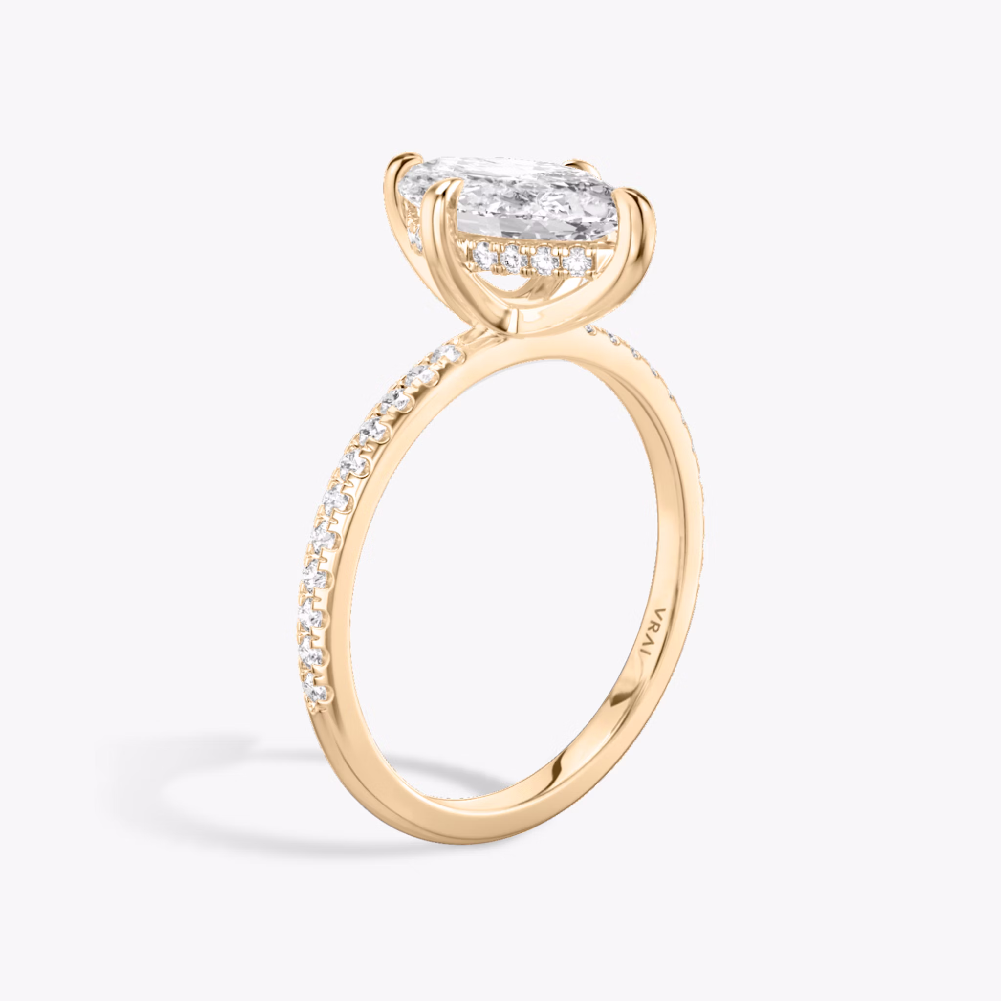The Classic Hidden Halo | Marquise | 14k | Rose Gold | bandAccent: Pavé | bandWidth: standard | prongStyle: Plain | diamondOrientation: vertical | caratWeight: other