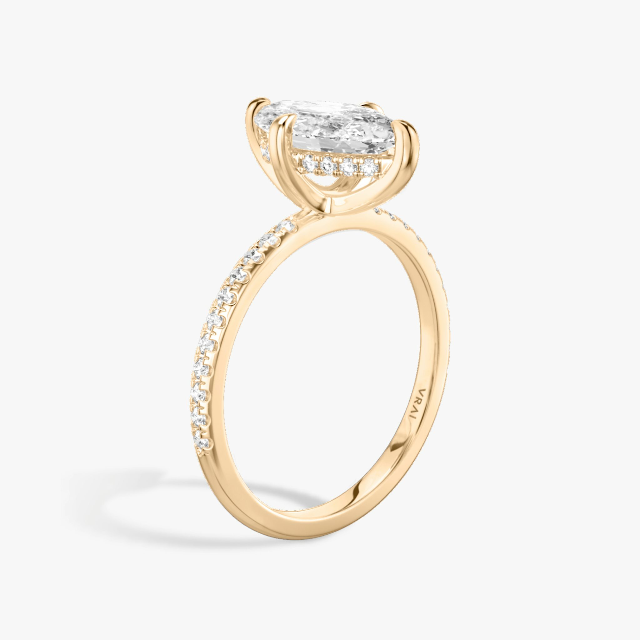 The Classic Hidden Halo | Marquise | 14k | Rose Gold | bandAccent: Pavé | bandWidth: standard | prongStyle: Plain | diamondOrientation: vertical | caratWeight: other