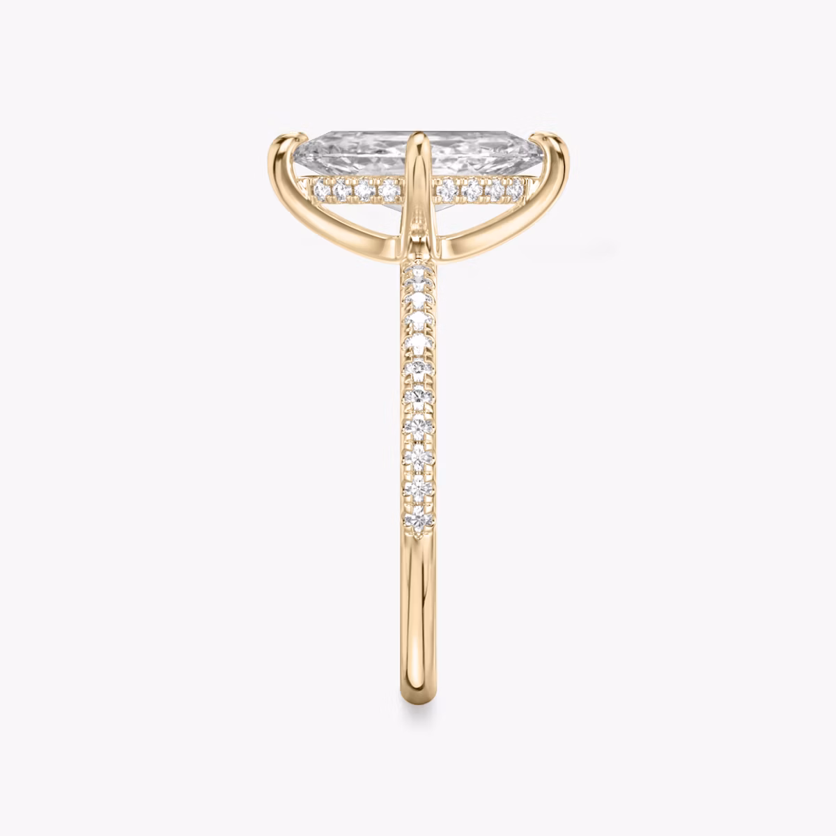 Classic Hidden Halo | Marquise | 14k | Roségold | bandAccent: Mit Pavé-Besatz | bandWidth: standard | prongStyle: Ohne Pavé-Besatz | diamondOrientation: vertical | caratWeight: other
