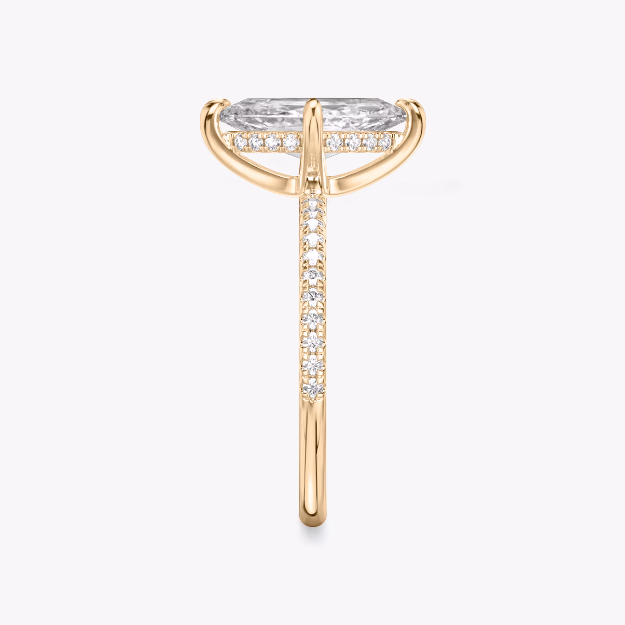 The Classic Hidden Halo | Marquise | 14k | Rose Gold | bandAccent: Pavé | bandWidth: standard | prongStyle: Plain | diamondOrientation: vertical | caratWeight: other