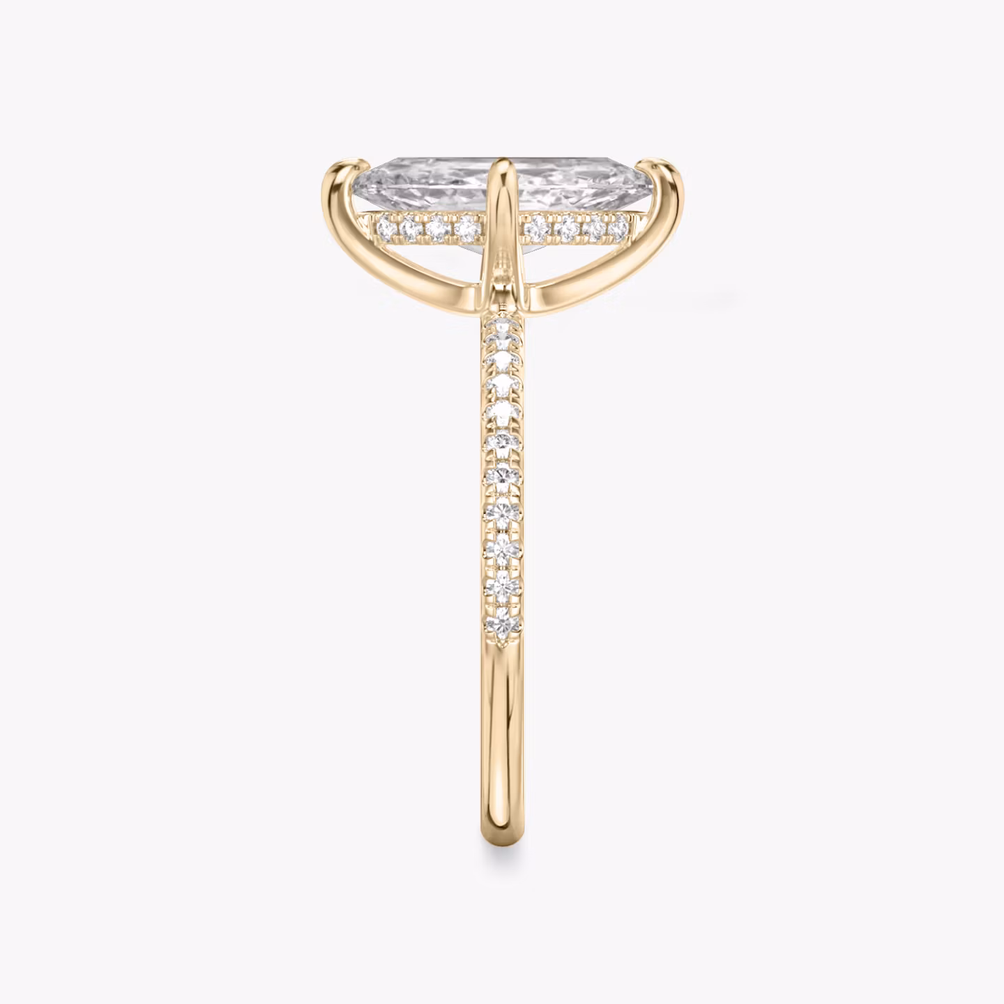 Anillo de compromiso Classic Hidden Halo | Marquise | 14k | Oro rosa | bandAccent: Pavé | bandWidth: standard | prongStyle: Simple | diamondOrientation: vertical | caratWeight: other