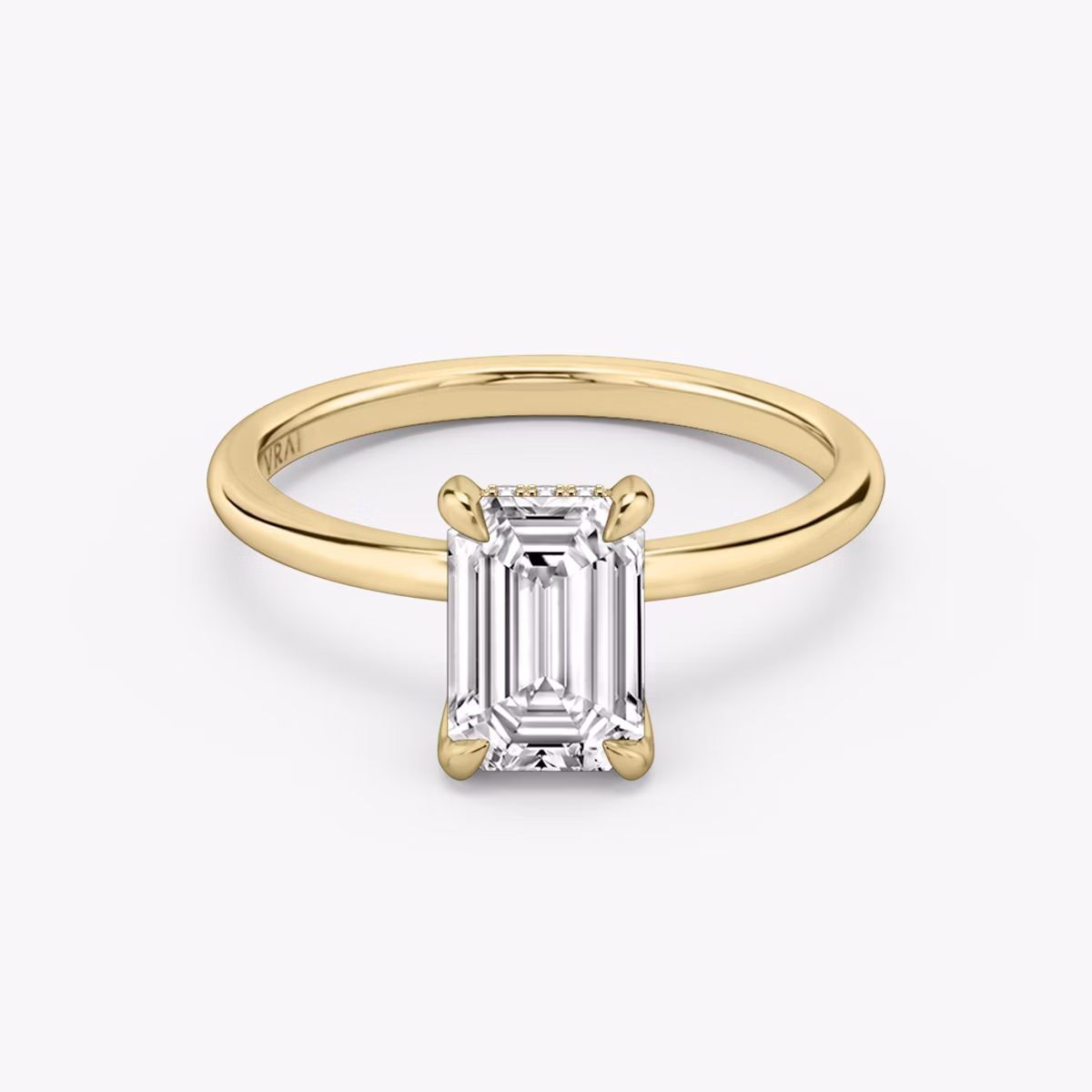 The Classic Hidden Halo | Emerald | 18k | Yellow Gold | bandAccent: Plain | bandWidth: standard | prongStyle: Plain | diamondOrientation: vertical | caratWeight: other