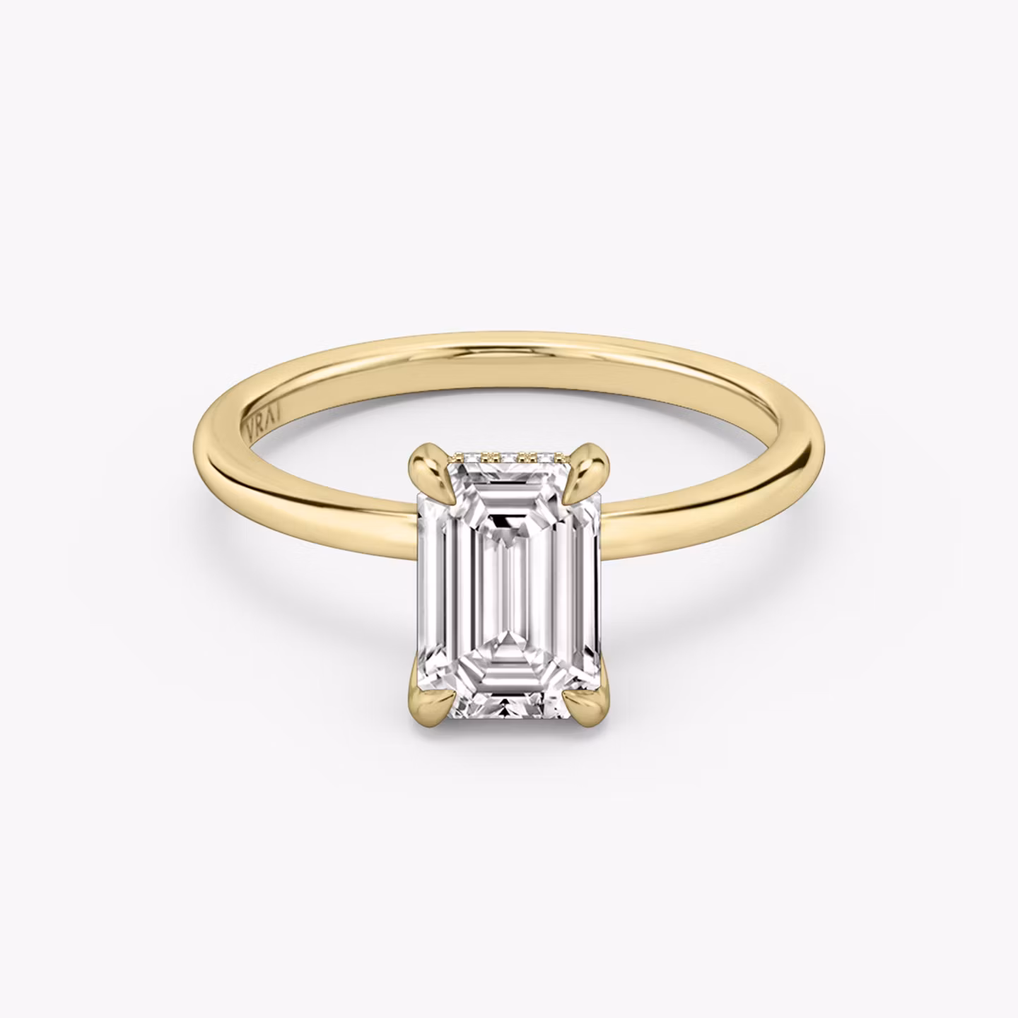 The Classic Hidden Halo | Emerald | 18k | Yellow Gold | bandAccent: Plain | bandWidth: standard | prongStyle: Plain | diamondOrientation: vertical | caratWeight: other