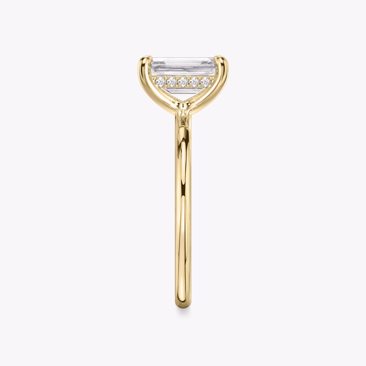 The Classic Hidden Halo | Emerald | 18k | Yellow Gold | bandAccent: Plain | bandWidth: standard | prongStyle: Plain | diamondOrientation: vertical | caratWeight: other