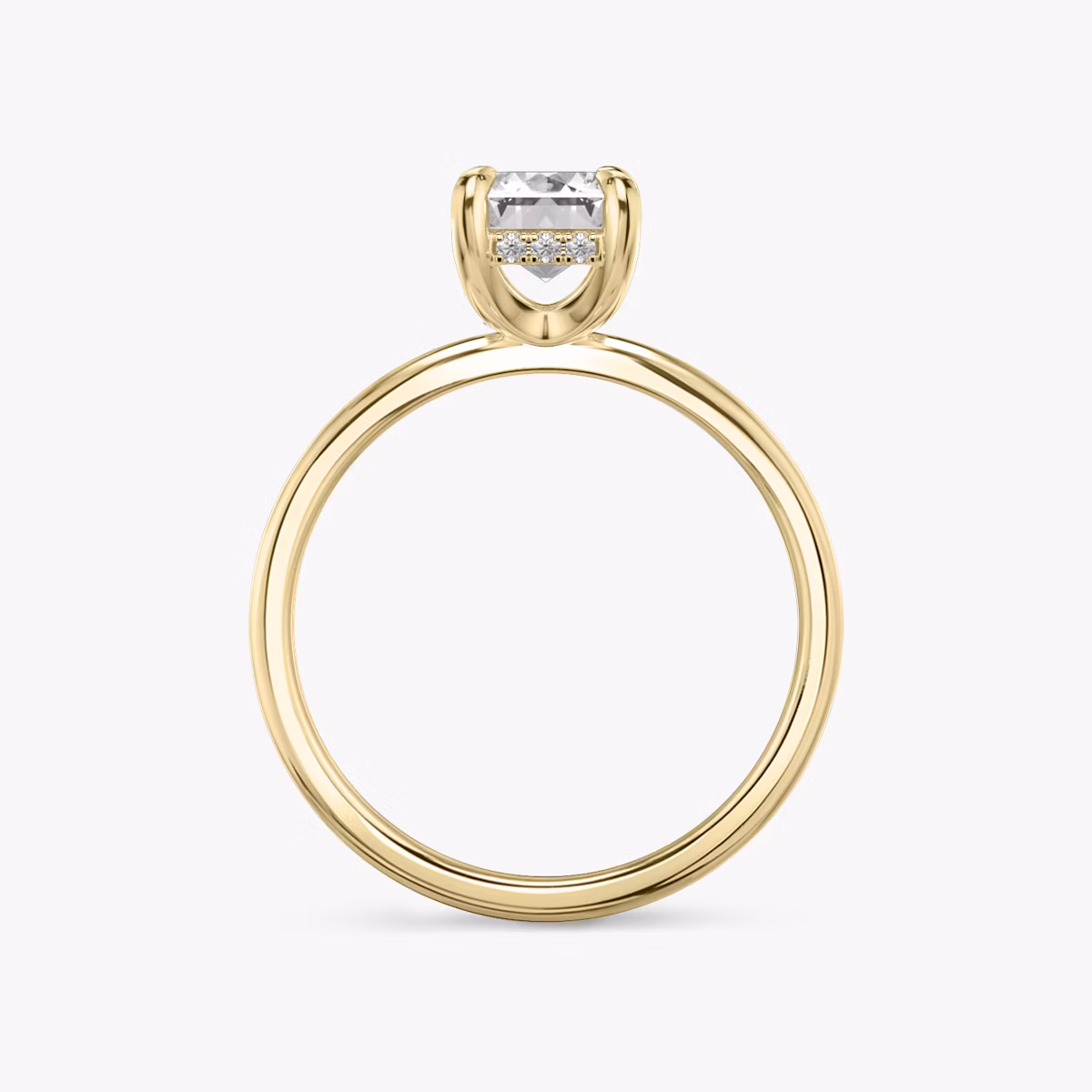 The Classic Hidden Halo | Emerald | 18k | Yellow Gold | bandAccent: Plain | bandWidth: standard | prongStyle: Plain | diamondOrientation: vertical | caratWeight: other
