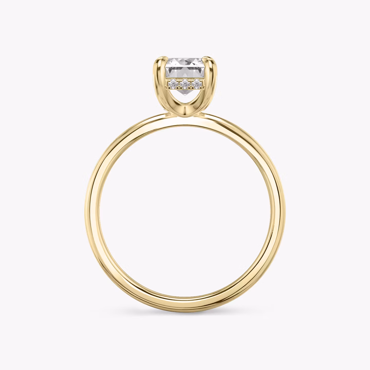 The Classic Hidden Halo | Emerald | 18k | Yellow Gold | bandAccent: Plain | bandWidth: standard | prongStyle: Plain | diamondOrientation: vertical | caratWeight: other