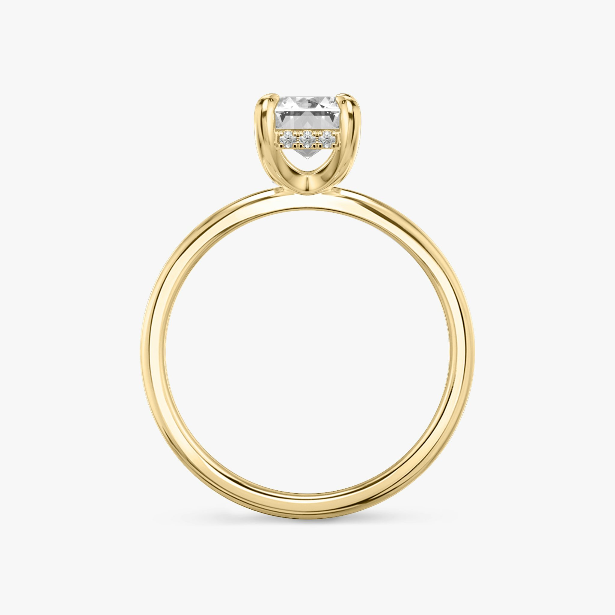 Anillo de compromiso Classic Hidden Halo | Esmeralda | 18k | Oro amarillo | bandAccent: Simple | bandWidth: standard | prongStyle: Simple | diamondOrientation: vertical | caratWeight: other