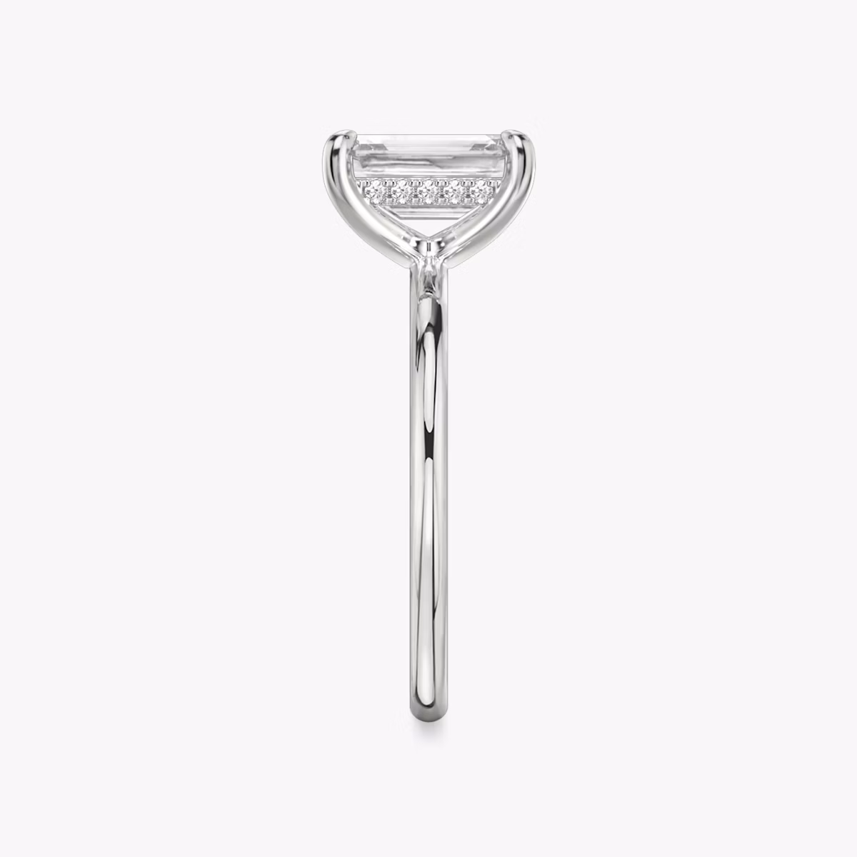 The Classic Hidden Halo | Emerald | 18k | White Gold | bandAccent: Plain | bandWidth: standard | prongStyle: Plain | diamondOrientation: vertical | caratWeight: other
