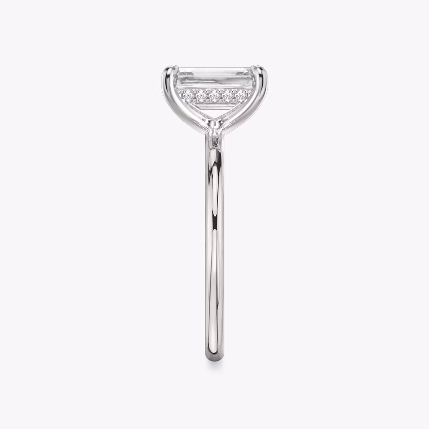 The Classic Hidden Halo | Emerald | 18k | White Gold | bandAccent: Plain | bandWidth: standard | prongStyle: Plain | diamondOrientation: vertical | caratWeight: other