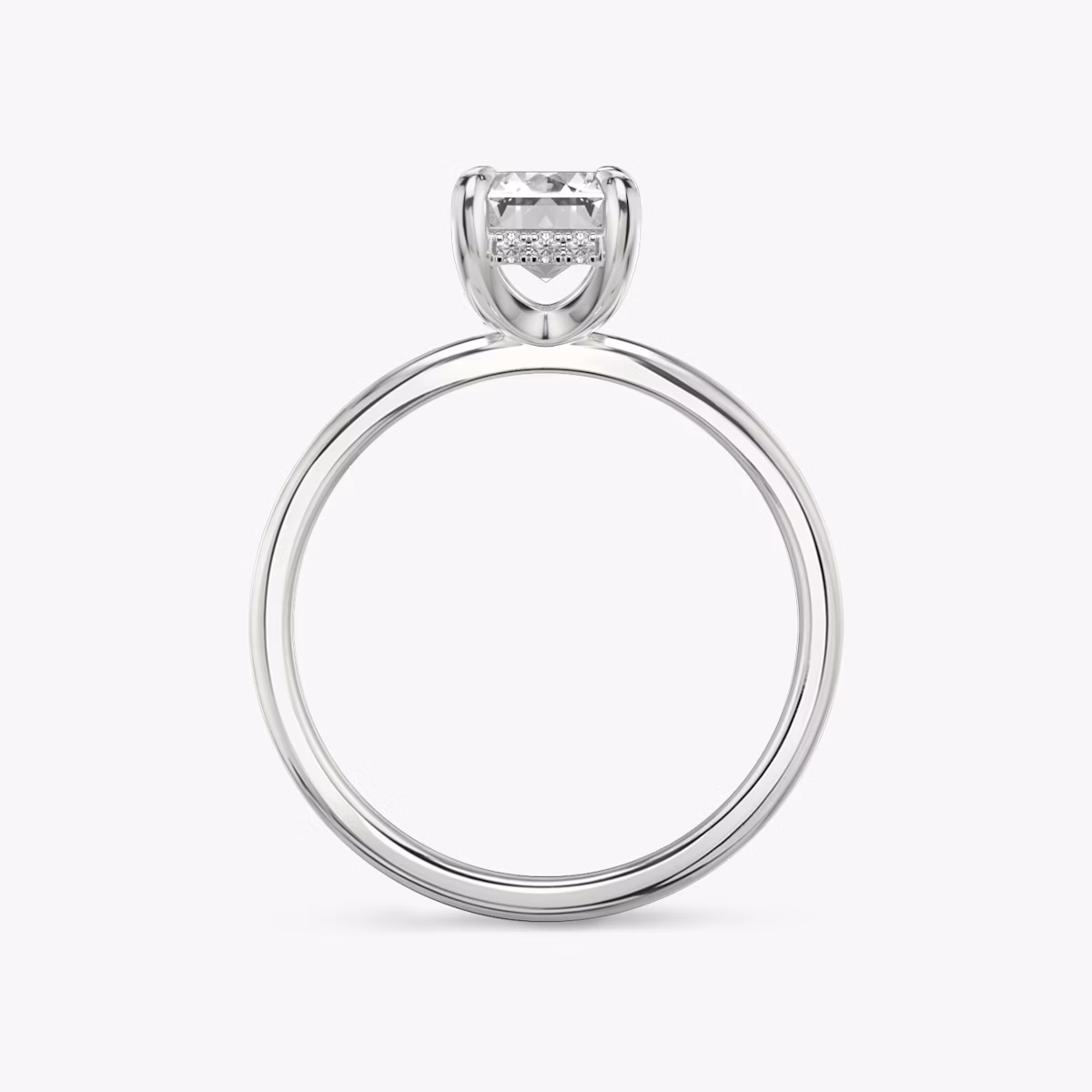 The Classic Hidden Halo | Emerald | 18k | White Gold | bandAccent: Plain | bandWidth: standard | prongStyle: Plain | diamondOrientation: vertical | caratWeight: other