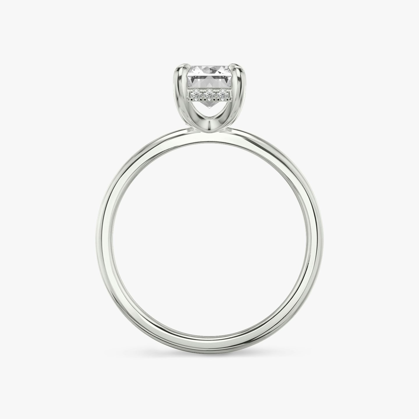 The Classic Hidden Halo | Emerald | 18k | White Gold | bandAccent: Plain | bandWidth: standard | prongStyle: Plain | diamondOrientation: vertical | caratWeight: other