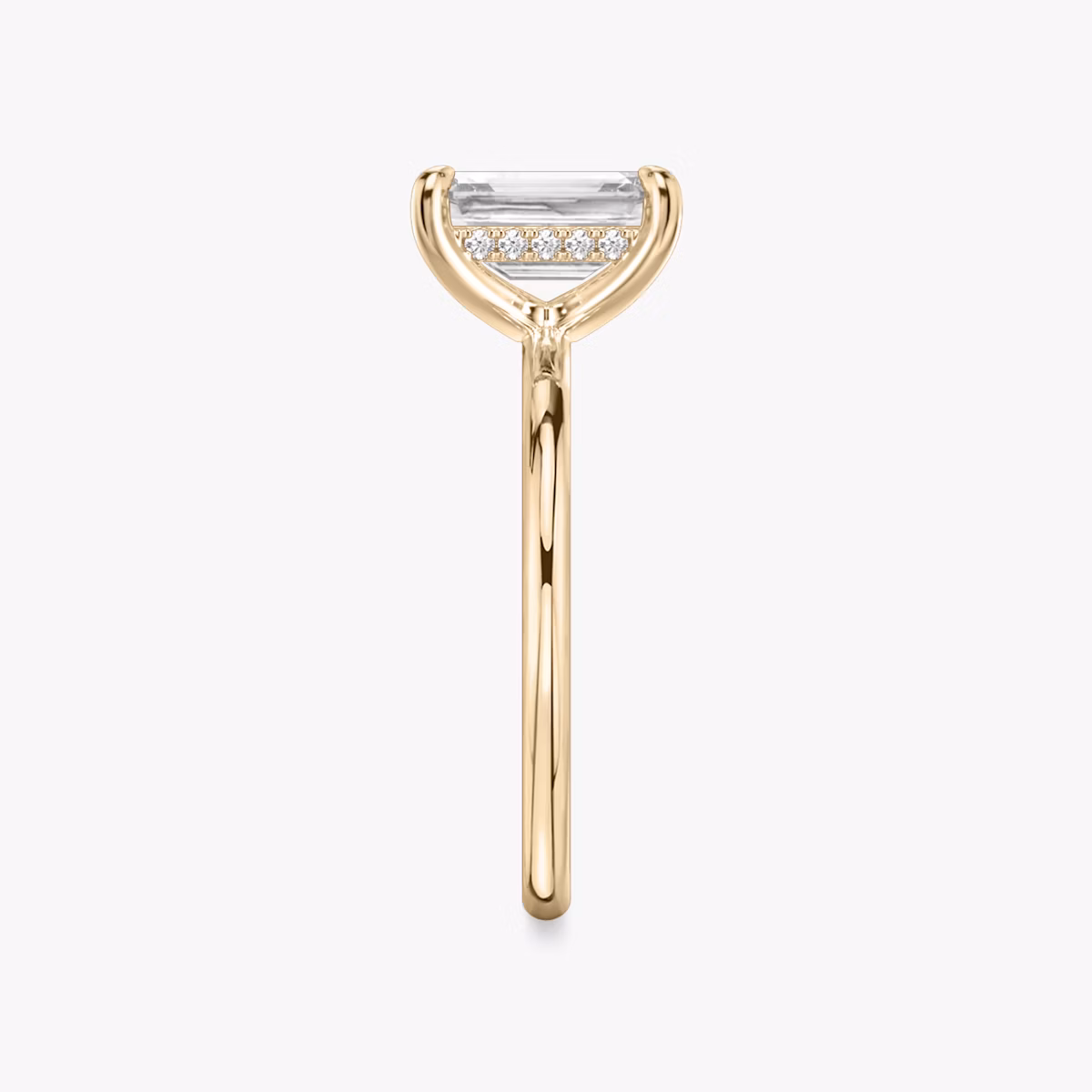 The Classic Hidden Halo | Emerald | 14k | Rose Gold | bandAccent: Plain | bandWidth: standard | prongStyle: Plain | diamondOrientation: vertical | caratWeight: other