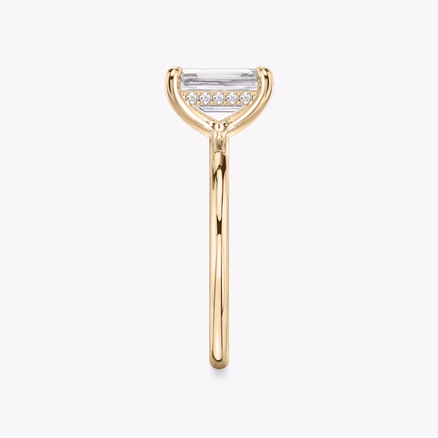The Classic Hidden Halo | Emerald | 14k | Rose Gold | bandAccent: Plain | bandWidth: standard | prongStyle: Plain | diamondOrientation: vertical | caratWeight: other