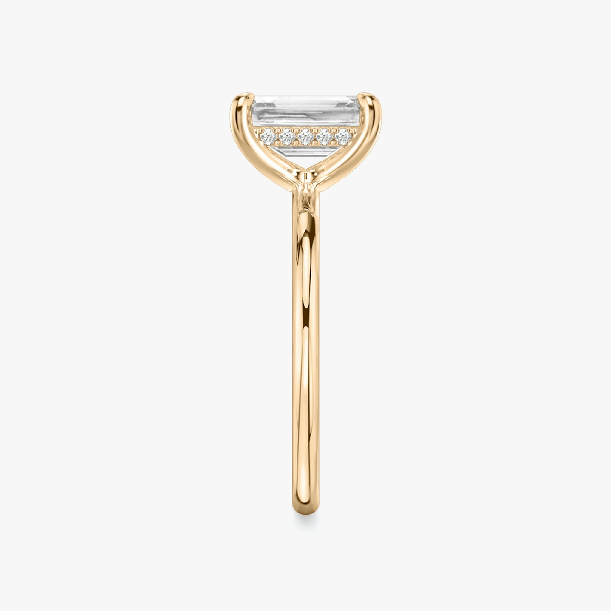 The Classic Hidden Halo | Emerald | 14k | Rose Gold | bandAccent: Plain | bandWidth: standard | prongStyle: Plain | diamondOrientation: vertical | caratWeight: other