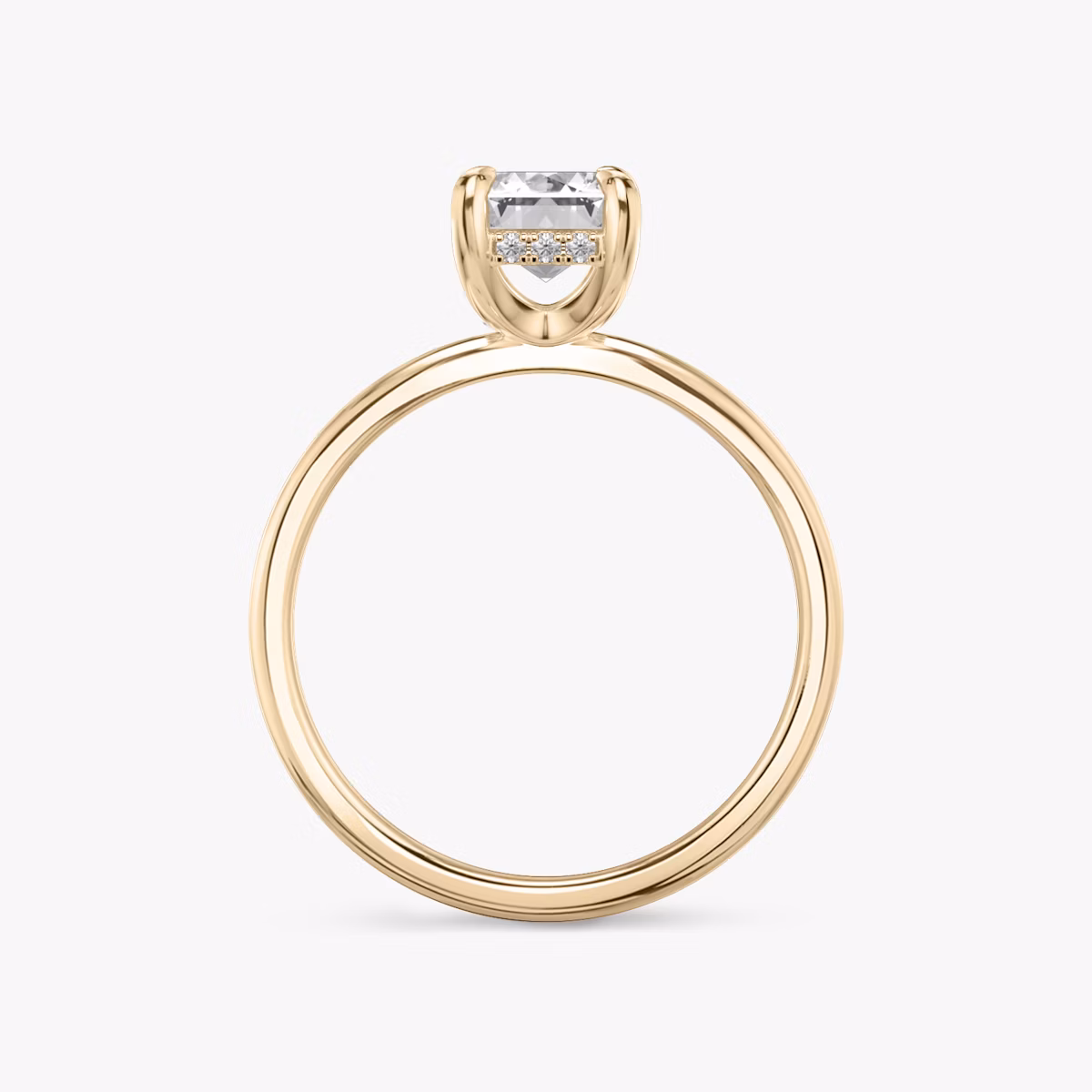 The Classic Hidden Halo | Emerald | 14k | Rose Gold | bandAccent: Plain | bandWidth: standard | prongStyle: Plain | diamondOrientation: vertical | caratWeight: other