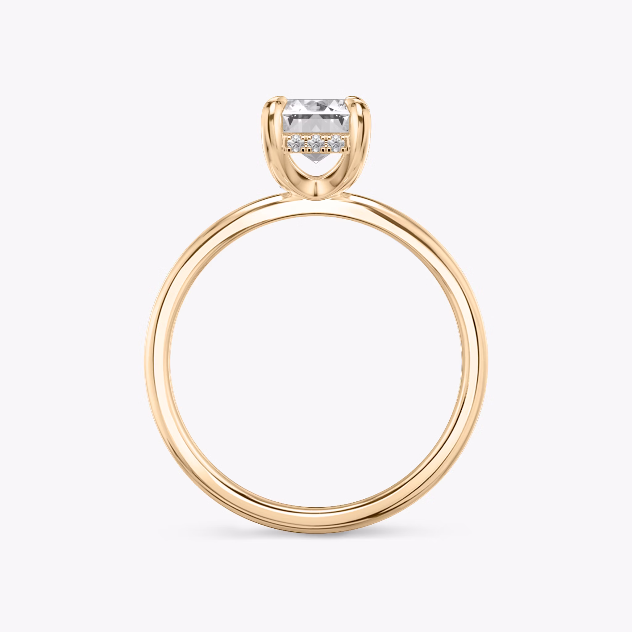 The Classic Hidden Halo | Emerald | 14k | Rose Gold | bandAccent: Plain | bandWidth: standard | prongStyle: Plain | diamondOrientation: vertical | caratWeight: other