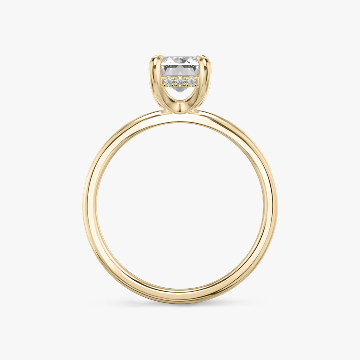 The Classic Hidden Halo | Emerald | 14k | Rose Gold | bandAccent: Plain | bandWidth: standard | prongStyle: Plain | diamondOrientation: vertical | caratWeight: other