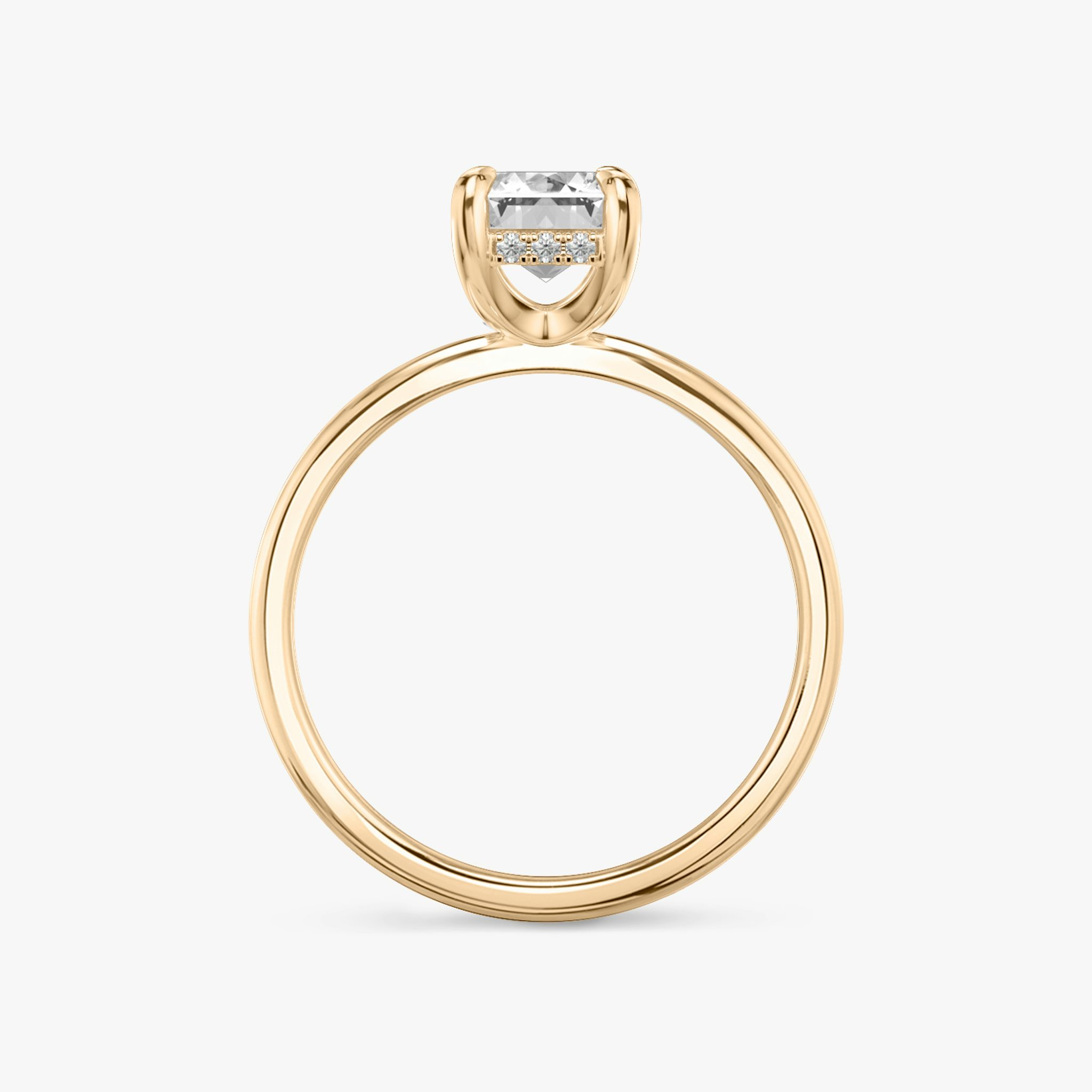 The Classic Hidden Halo | Emerald | 14k | Rose Gold | bandAccent: Plain | bandWidth: standard | prongStyle: Plain | diamondOrientation: vertical | caratWeight: other