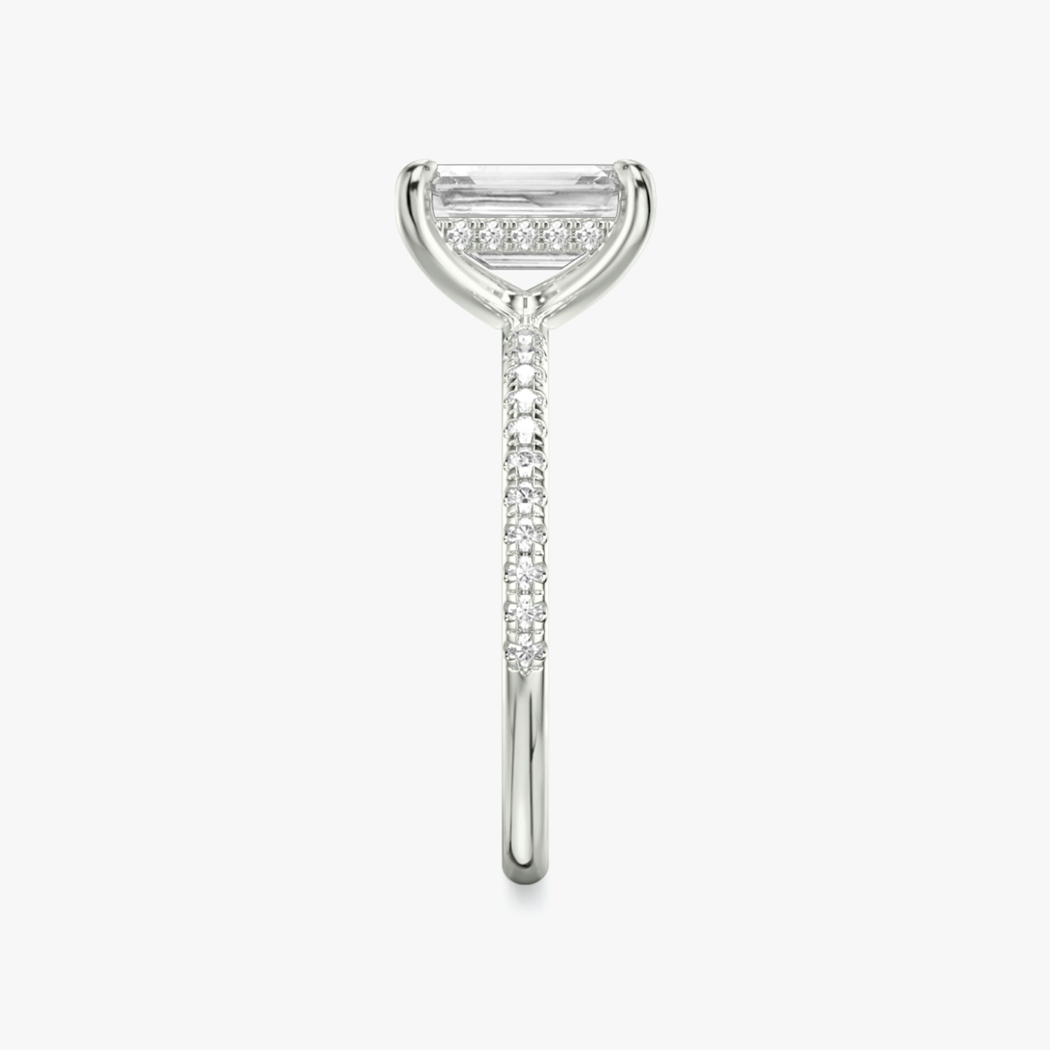 The Classic Hidden Halo | Emerald | 18k | White Gold | bandAccent: Pavé | bandWidth: standard | prongStyle: Plain | diamondOrientation: vertical | caratWeight: other