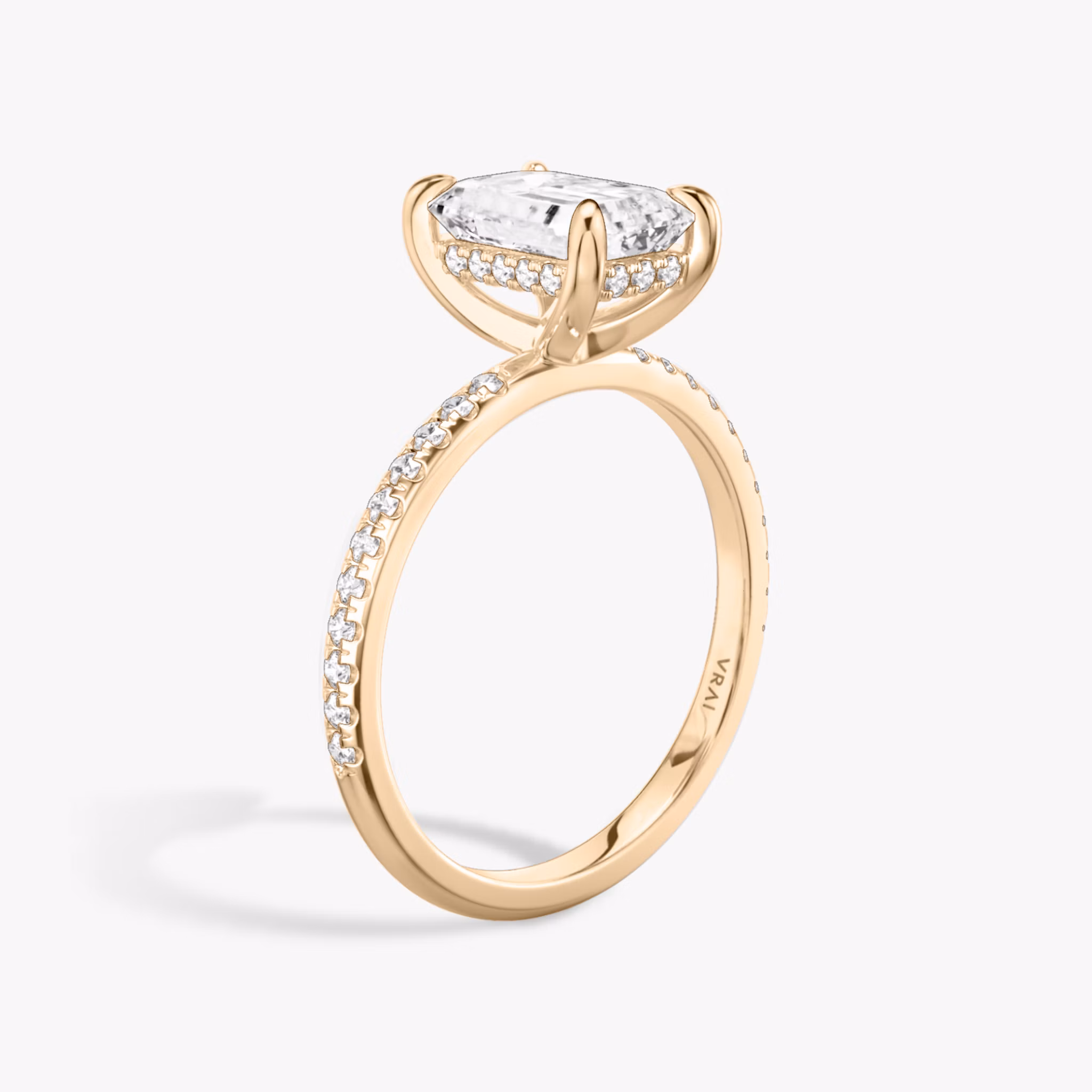 classic hidden halo emerald pave rose gold