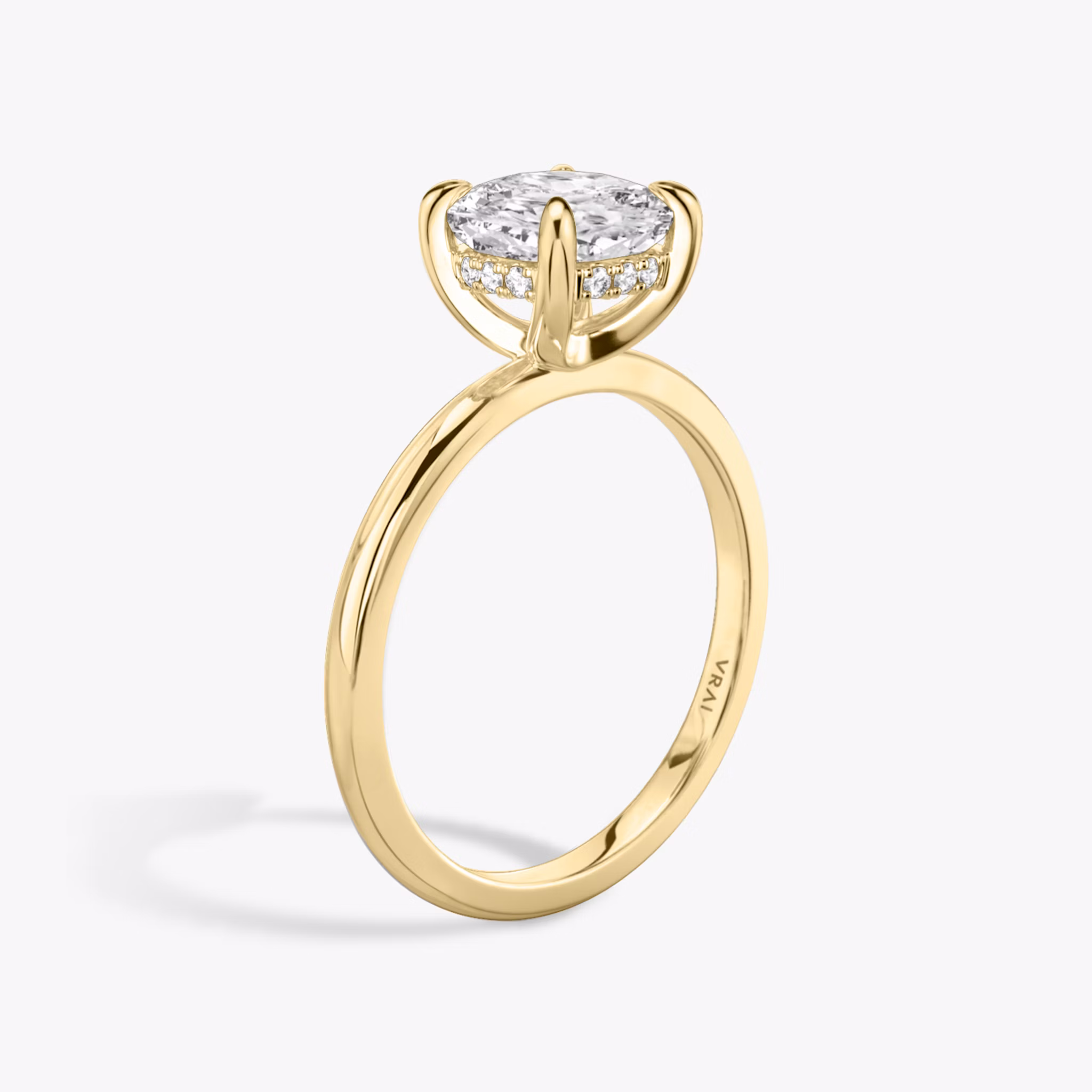 The Classic Hidden Halo | Cushion | 18k | Yellow Gold | bandAccent: Plain | bandWidth: standard | prongStyle: Plain | diamondOrientation: vertical | caratWeight: other