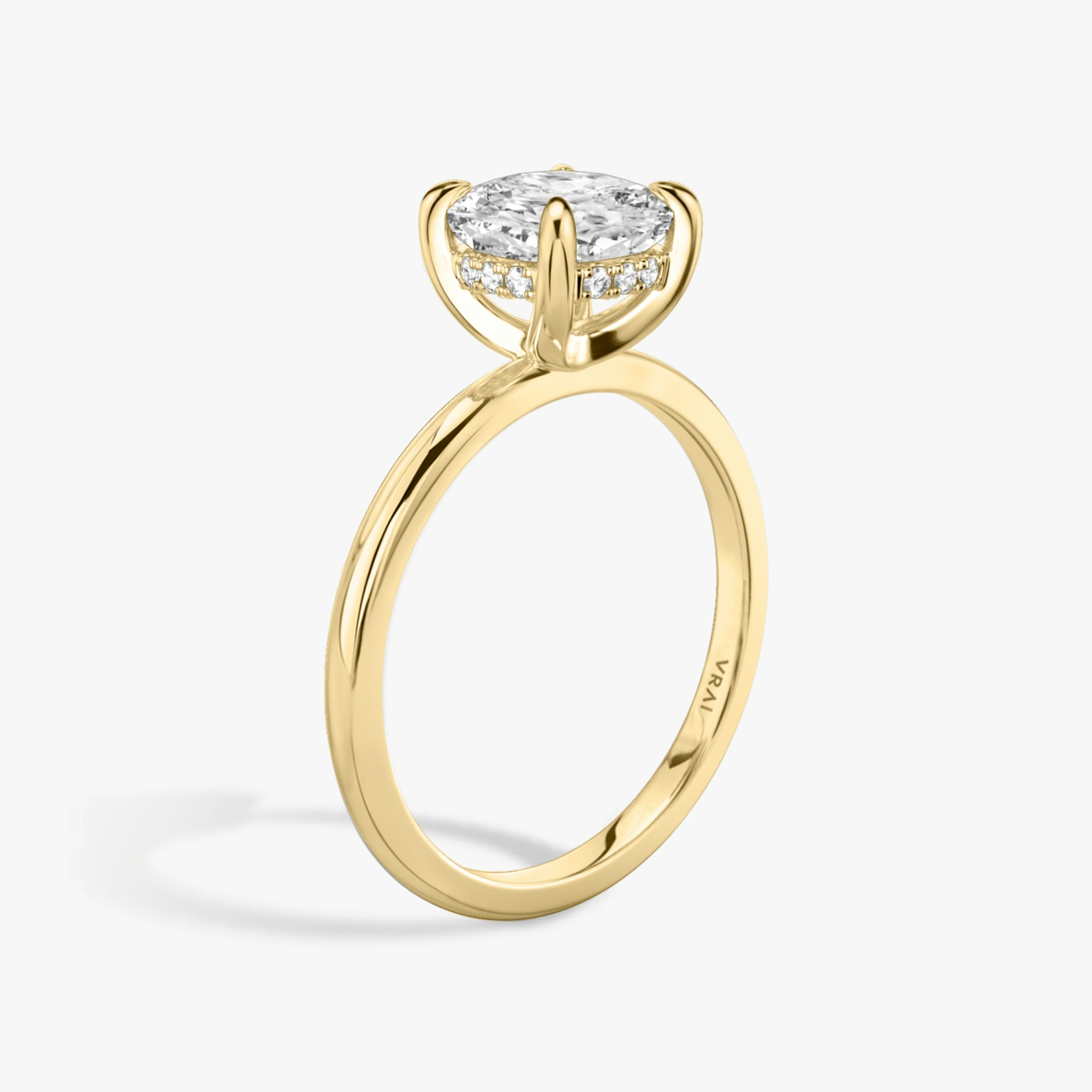 The Classic Hidden Halo | Cushion | 18k | Yellow Gold | bandAccent: Plain | bandWidth: standard | prongStyle: Plain | diamondOrientation: vertical | caratWeight: other