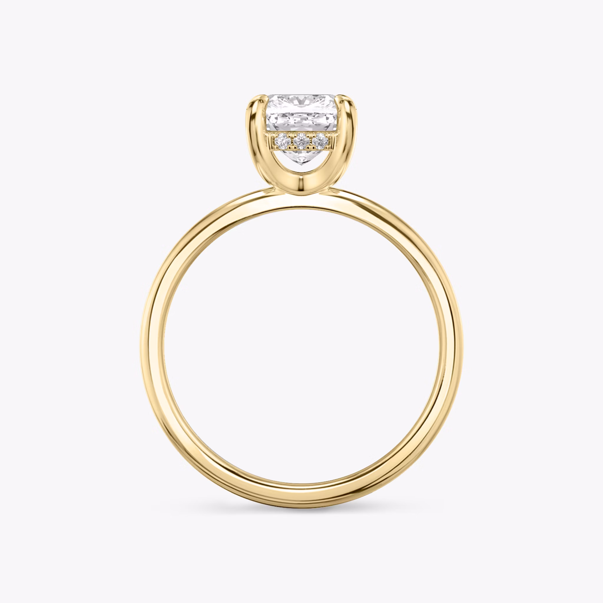 The Classic Hidden Halo | Cushion | 18k | Yellow Gold | bandAccent: Plain | bandWidth: standard | prongStyle: Plain | diamondOrientation: vertical | caratWeight: other