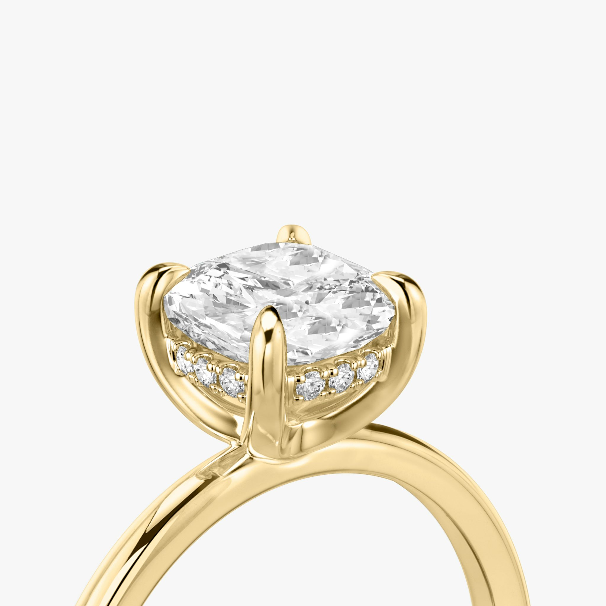 The Classic Hidden Halo | Cushion | 18k | Yellow Gold | bandAccent: Plain | bandWidth: standard | prongStyle: Plain | diamondOrientation: vertical | caratWeight: other