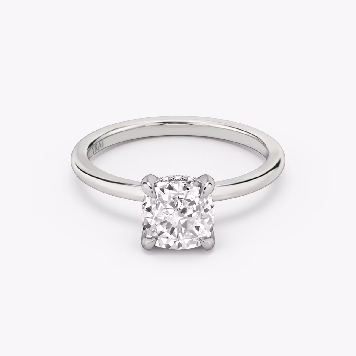 The Classic Hidden Halo | Cushion | Platinum | bandAccent: Plain | bandWidth: standard | prongStyle: Plain | diamondOrientation: vertical | caratWeight: other