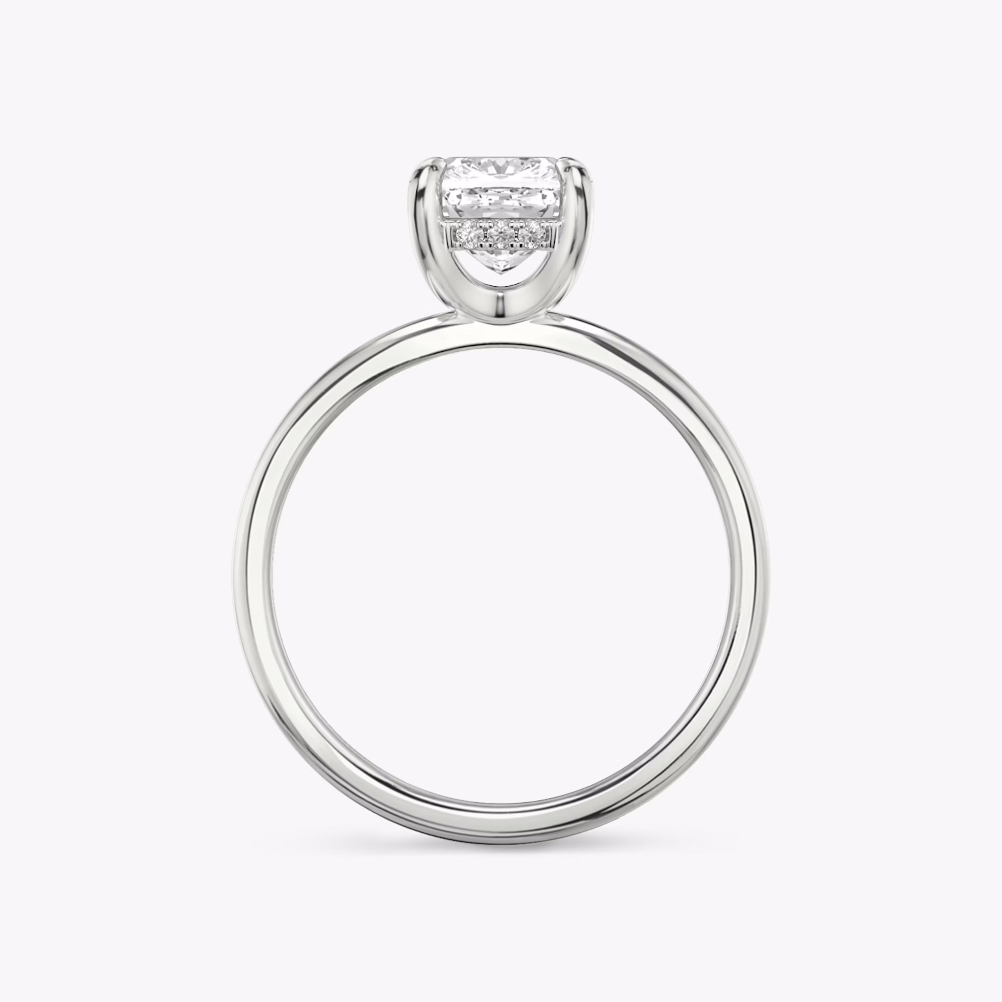 The Classic Hidden Halo | Cushion | 18k | White Gold | bandAccent: Plain | bandWidth: standard | prongStyle: Plain | diamondOrientation: vertical | caratWeight: other