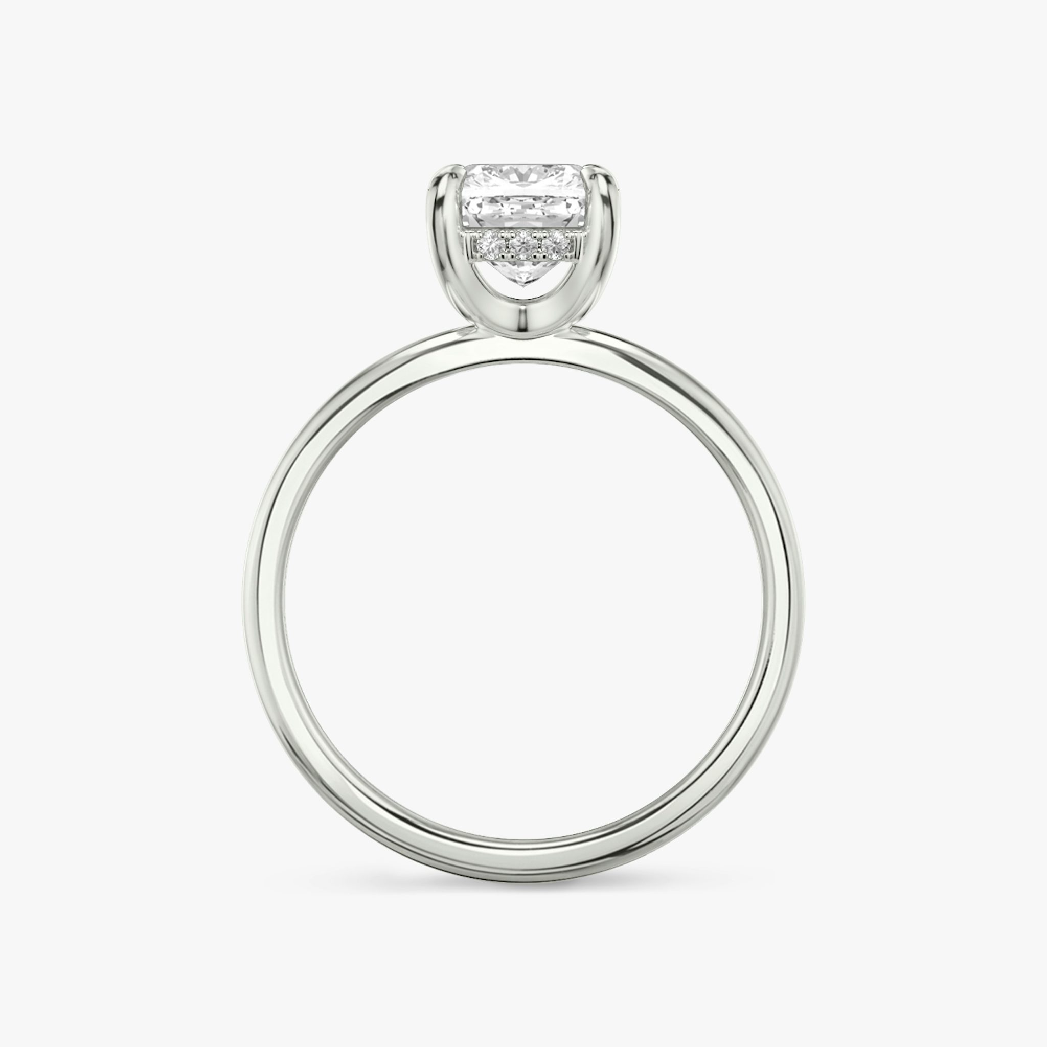 The Classic Hidden Halo | Cushion | 18k | White Gold | bandAccent: Plain | bandWidth: standard | prongStyle: Plain | diamondOrientation: vertical | caratWeight: other