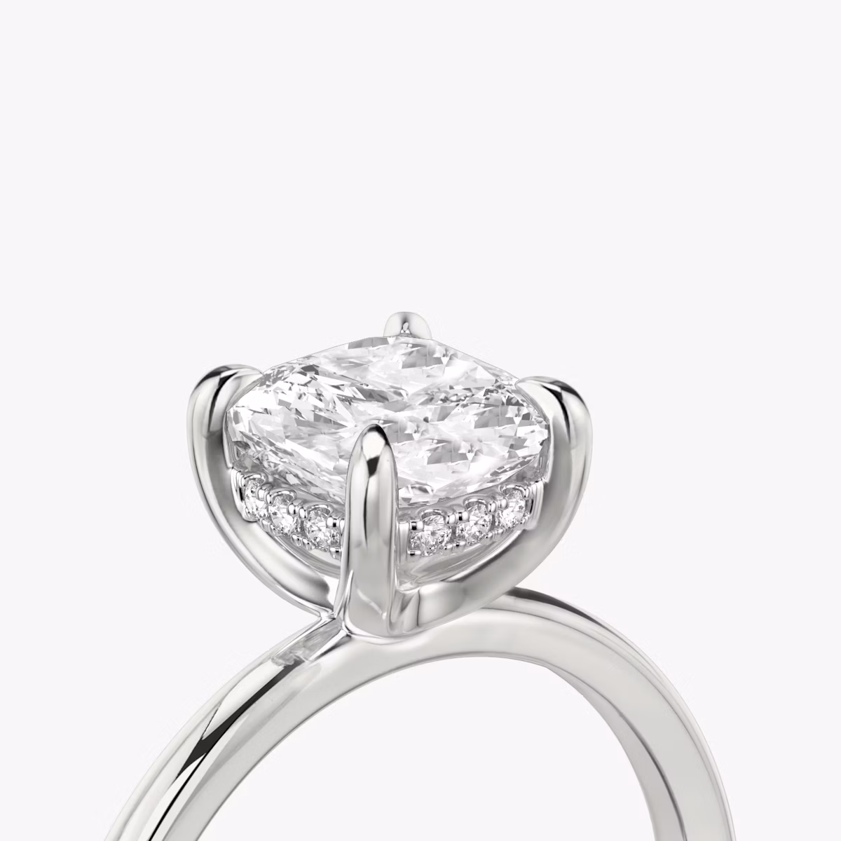 The Classic Hidden Halo | Cushion | Platinum | bandAccent: Plain | bandWidth: standard | prongStyle: Plain | diamondOrientation: vertical | caratWeight: other