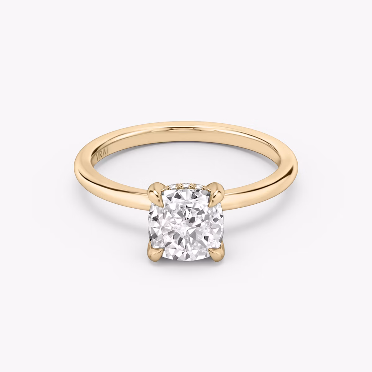 The Classic Hidden Halo | Cushion | 14k | Rose Gold | bandAccent: Plain | bandWidth: standard | prongStyle: Plain | diamondOrientation: vertical | caratWeight: other