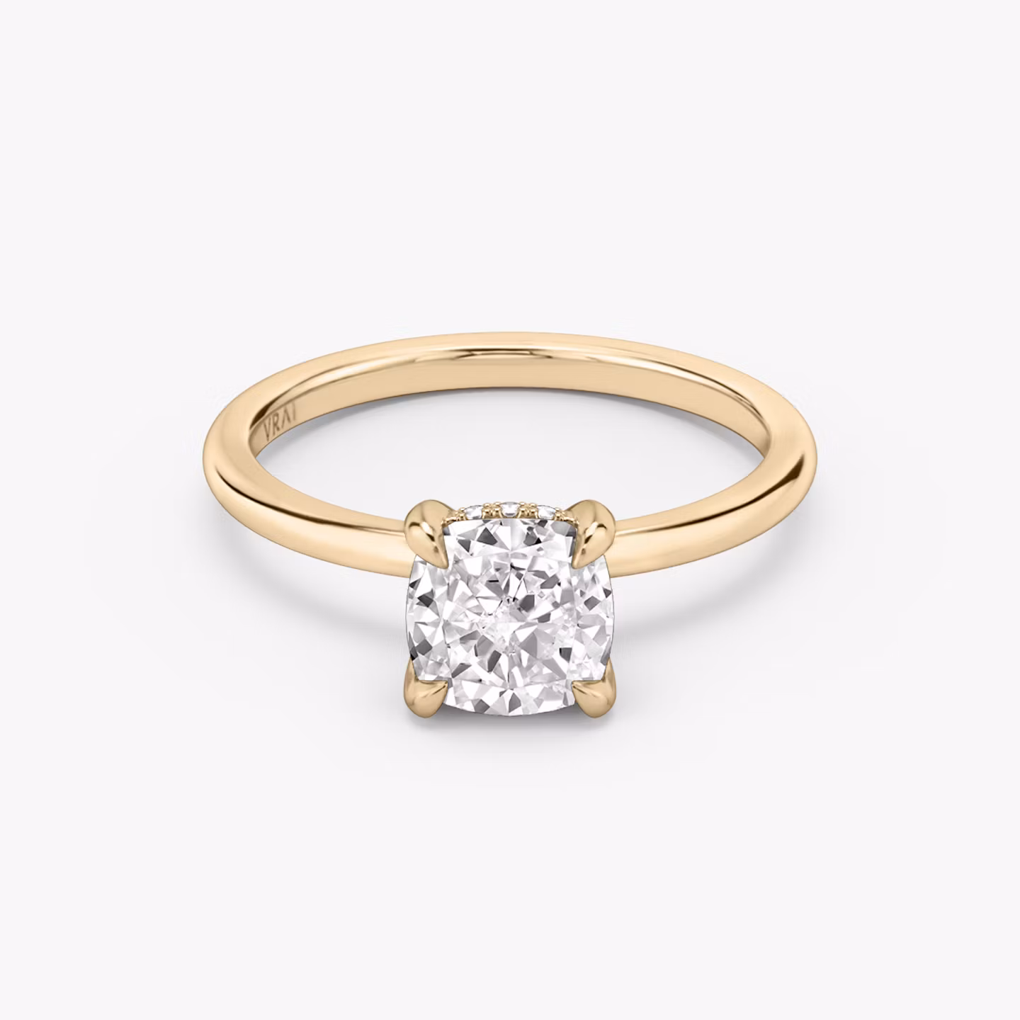 The Classic Hidden Halo | Cushion | 14k | Rose Gold | bandAccent: Plain | bandWidth: standard | prongStyle: Plain | diamondOrientation: vertical | caratWeight: other