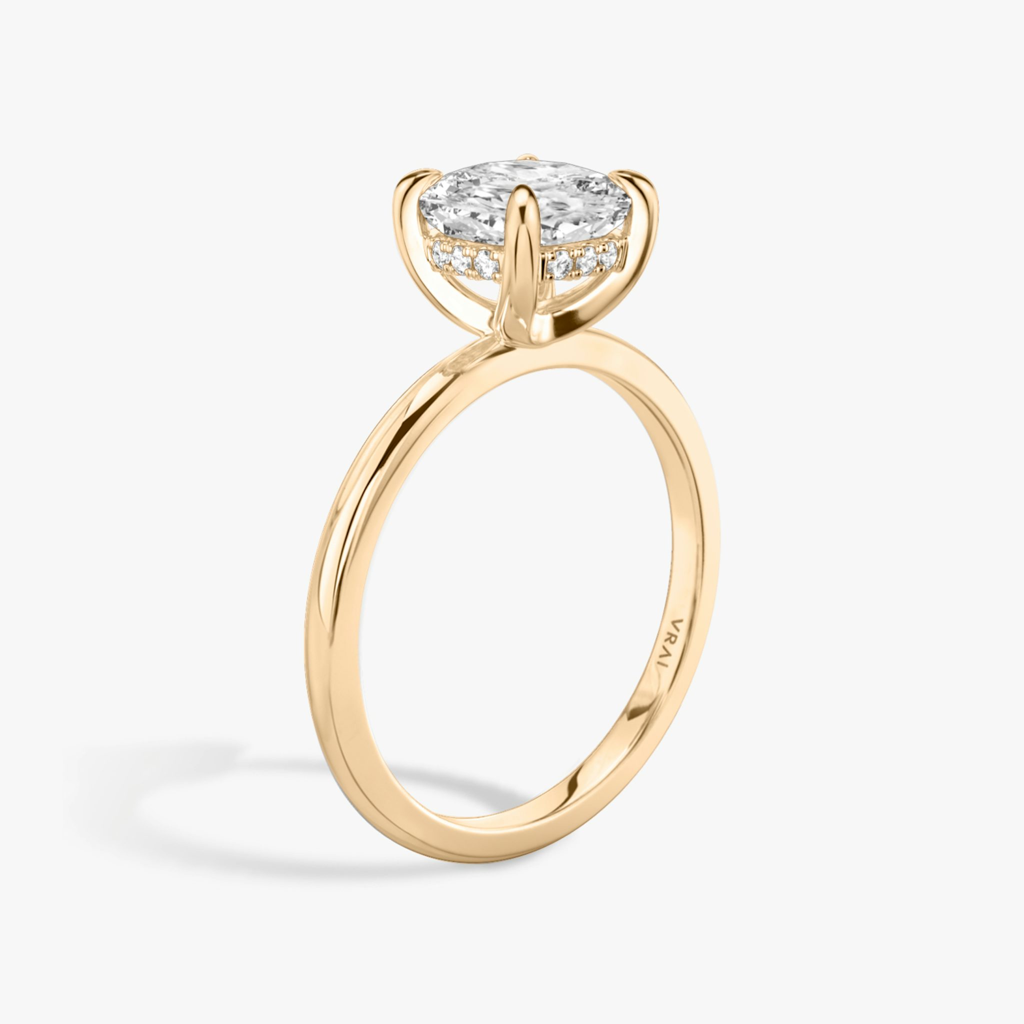 The Classic Hidden Halo | Cushion | 14k | Rose Gold | bandAccent: Plain | bandWidth: standard | prongStyle: Plain | diamondOrientation: vertical | caratWeight: other