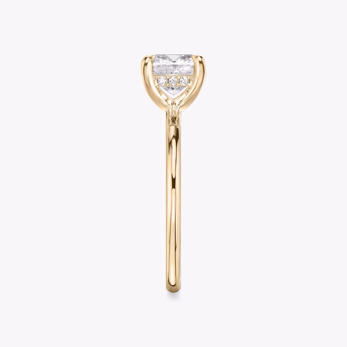 The Classic Hidden Halo | Cushion | 14k | Rose Gold | bandAccent: Plain | bandWidth: standard | prongStyle: Plain | diamondOrientation: vertical | caratWeight: other