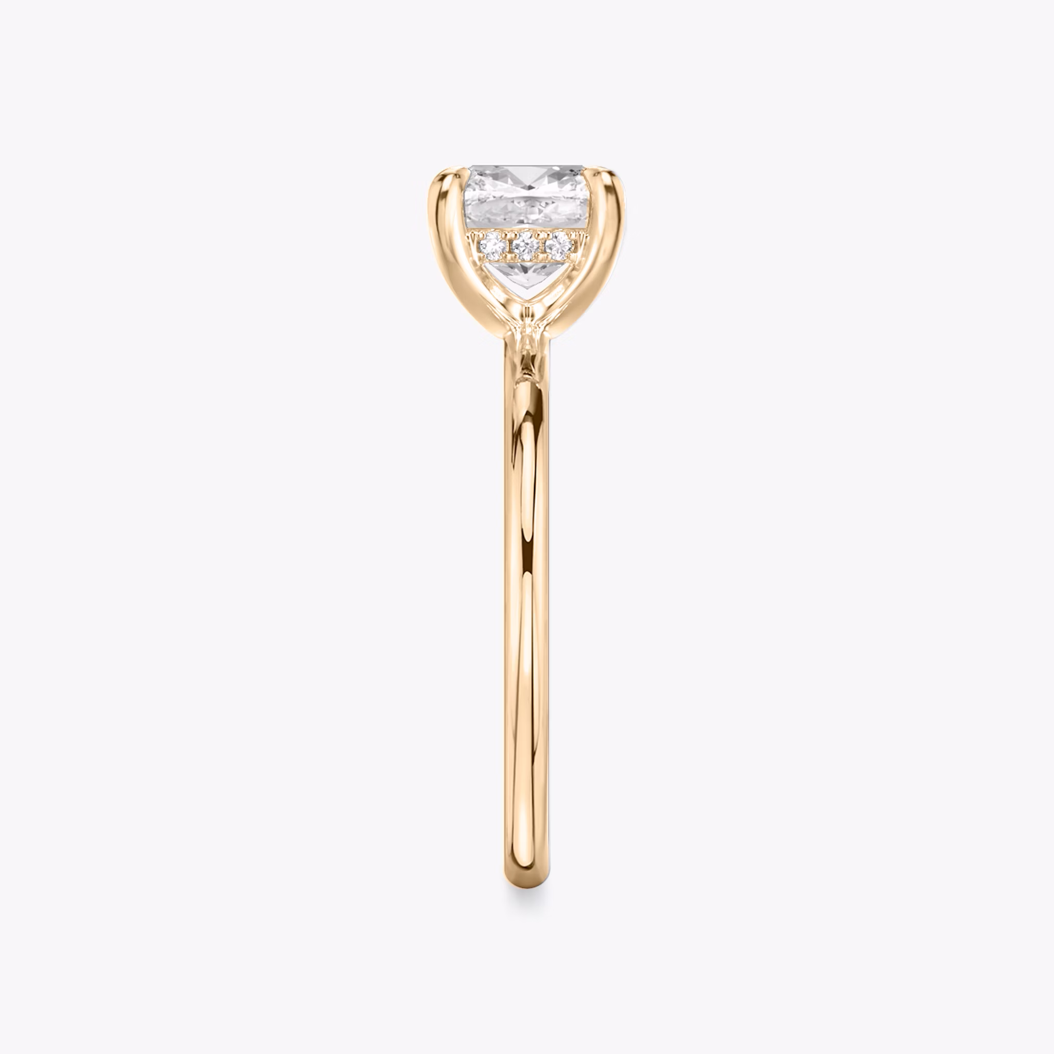 The Classic Hidden Halo | Cushion | 14k | Rose Gold | bandAccent: Plain | bandWidth: standard | prongStyle: Plain | diamondOrientation: vertical | caratWeight: other