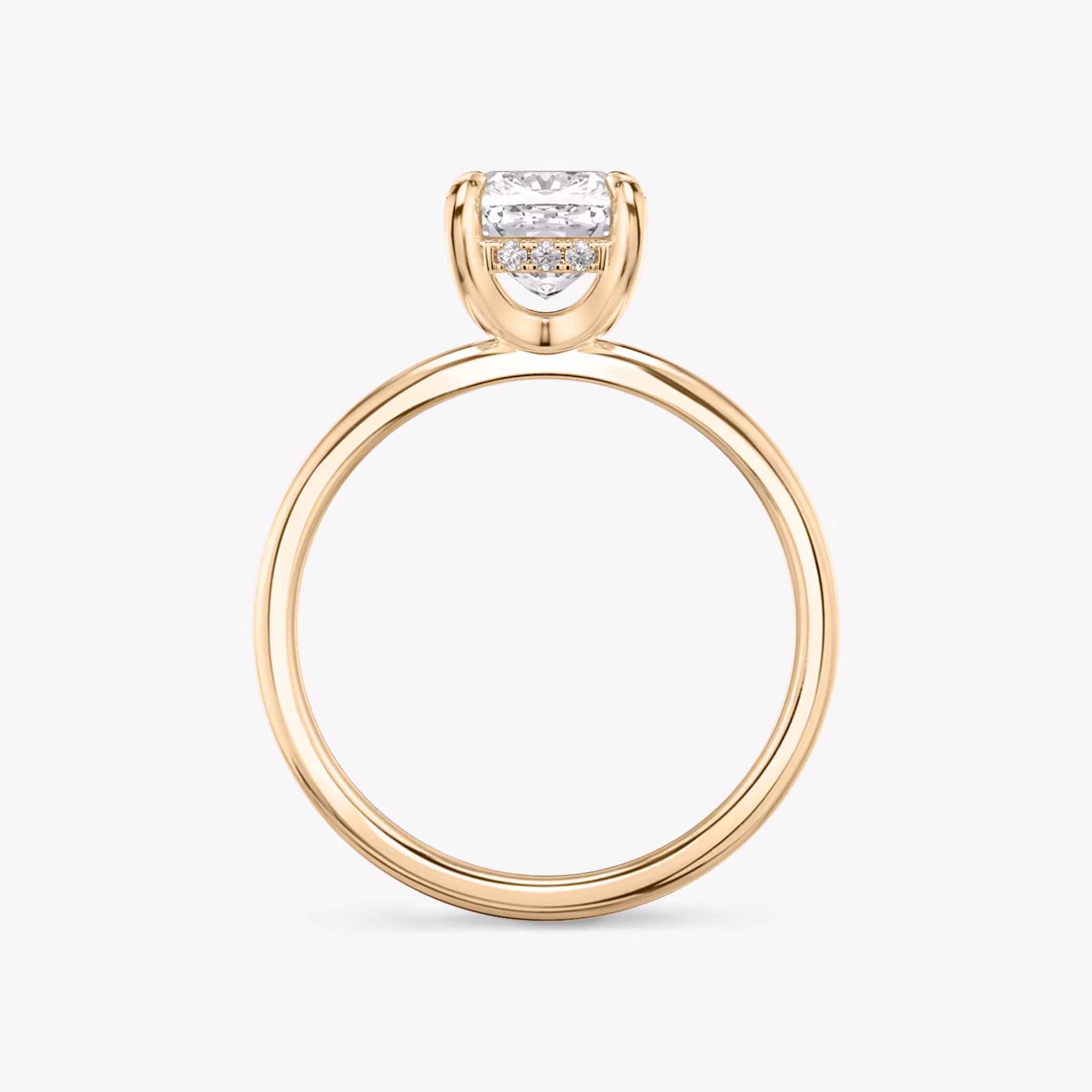 The Classic Hidden Halo | Cushion | 14k | Rose Gold | bandAccent: Plain | bandWidth: standard | prongStyle: Plain | diamondOrientation: vertical | caratWeight: other