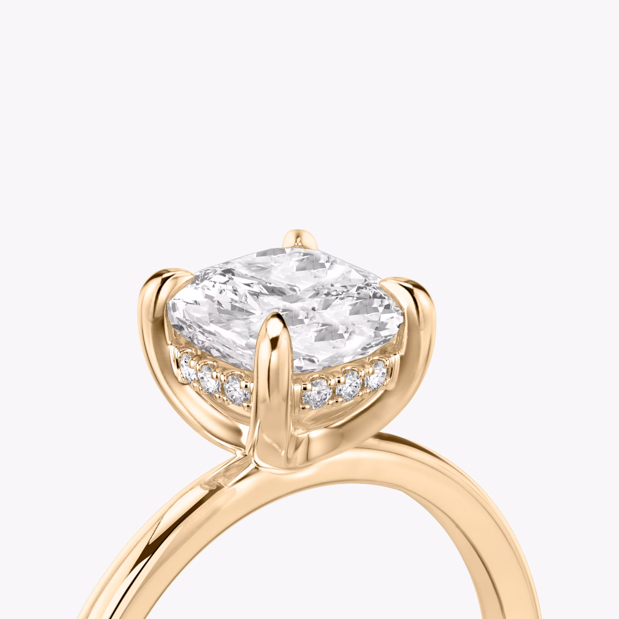 The Classic Hidden Halo | Cushion | 14k | Rose Gold | bandAccent: Plain | bandWidth: standard | prongStyle: Plain | diamondOrientation: vertical | caratWeight: other