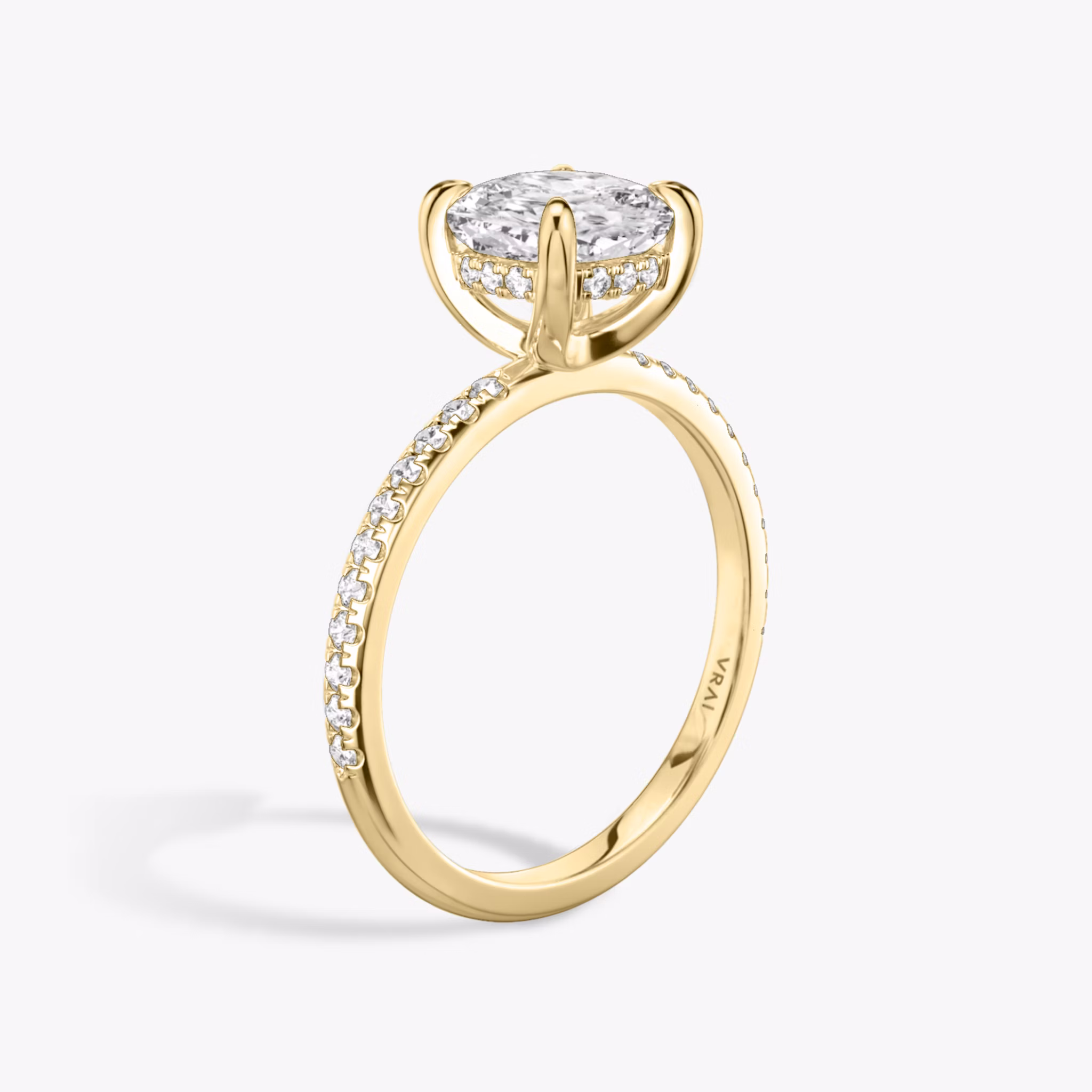 The Classic Hidden Halo | Cushion | 18k | Yellow Gold | bandAccent: Pavé | bandWidth: standard | prongStyle: Plain | diamondOrientation: vertical | caratWeight: other