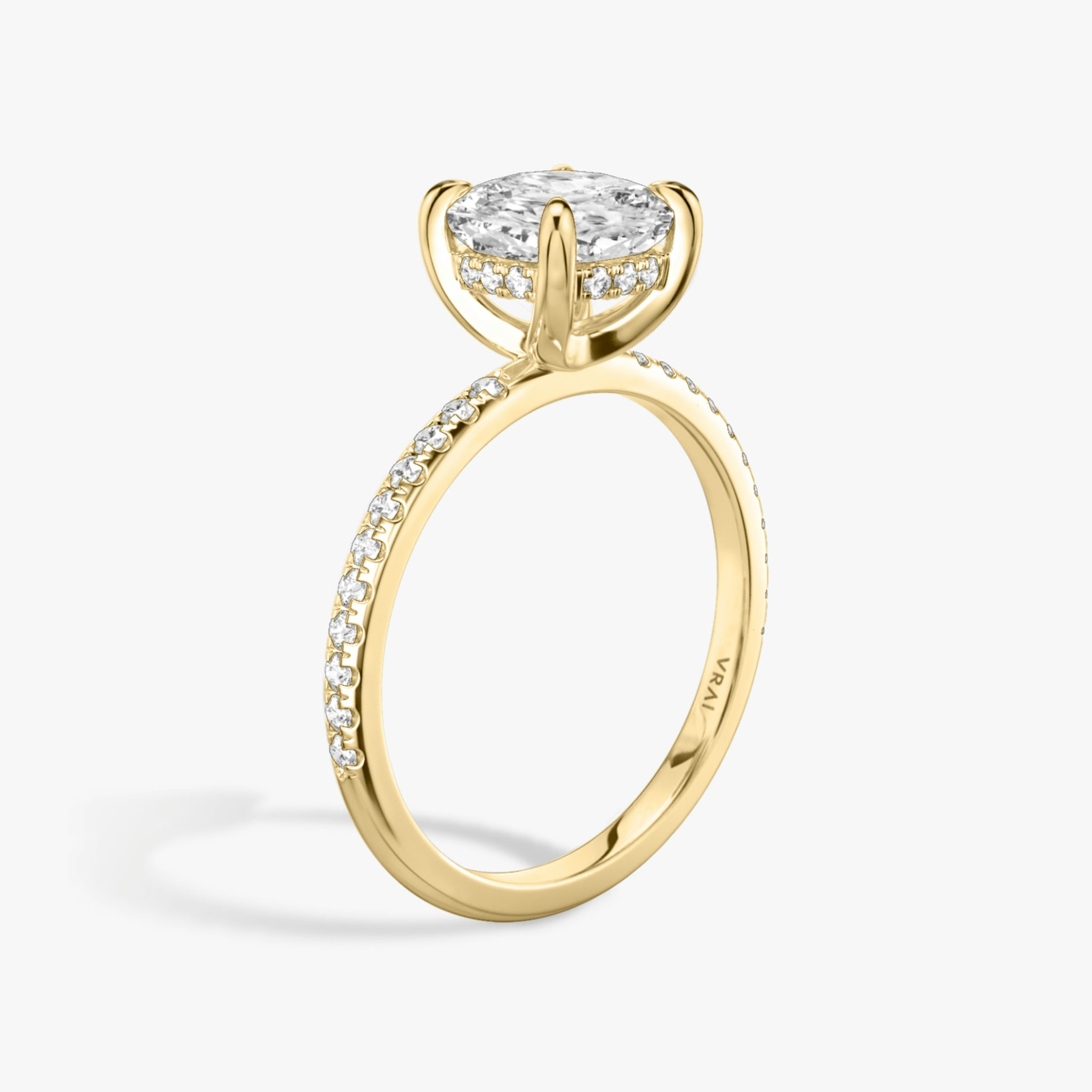 The Classic Hidden Halo | Cushion | 18k | Yellow Gold | bandAccent: Pavé | bandWidth: standard | prongStyle: Plain | diamondOrientation: vertical | caratWeight: other