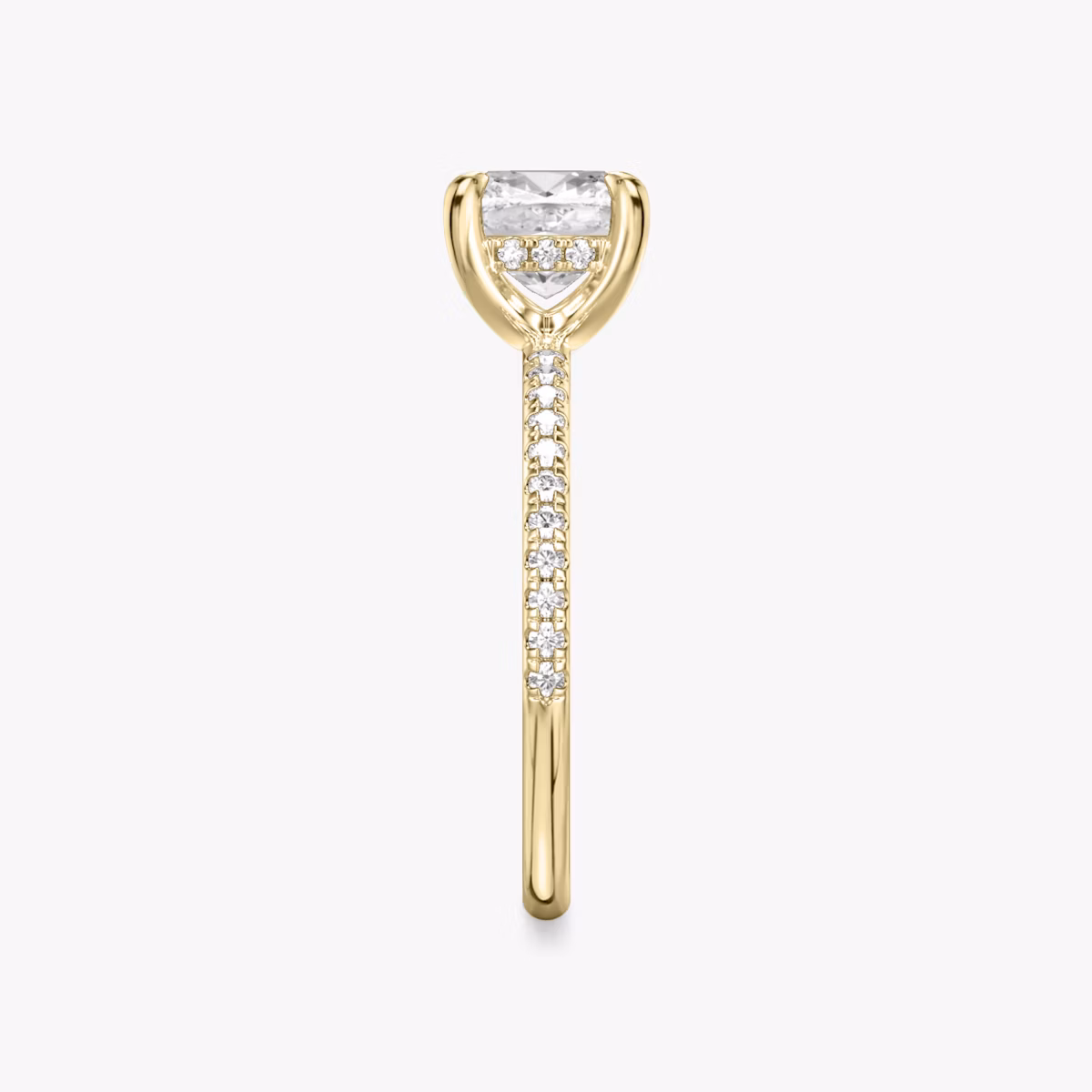The Classic Hidden Halo | Cushion | 18k | Yellow Gold | bandAccent: Pavé | bandWidth: standard | prongStyle: Plain | diamondOrientation: vertical | caratWeight: other