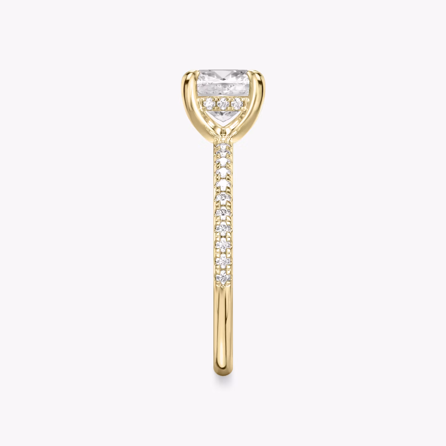 The Classic Hidden Halo | Cushion | 18k | Yellow Gold | bandAccent: Pavé | bandWidth: standard | prongStyle: Plain | diamondOrientation: vertical | caratWeight: other