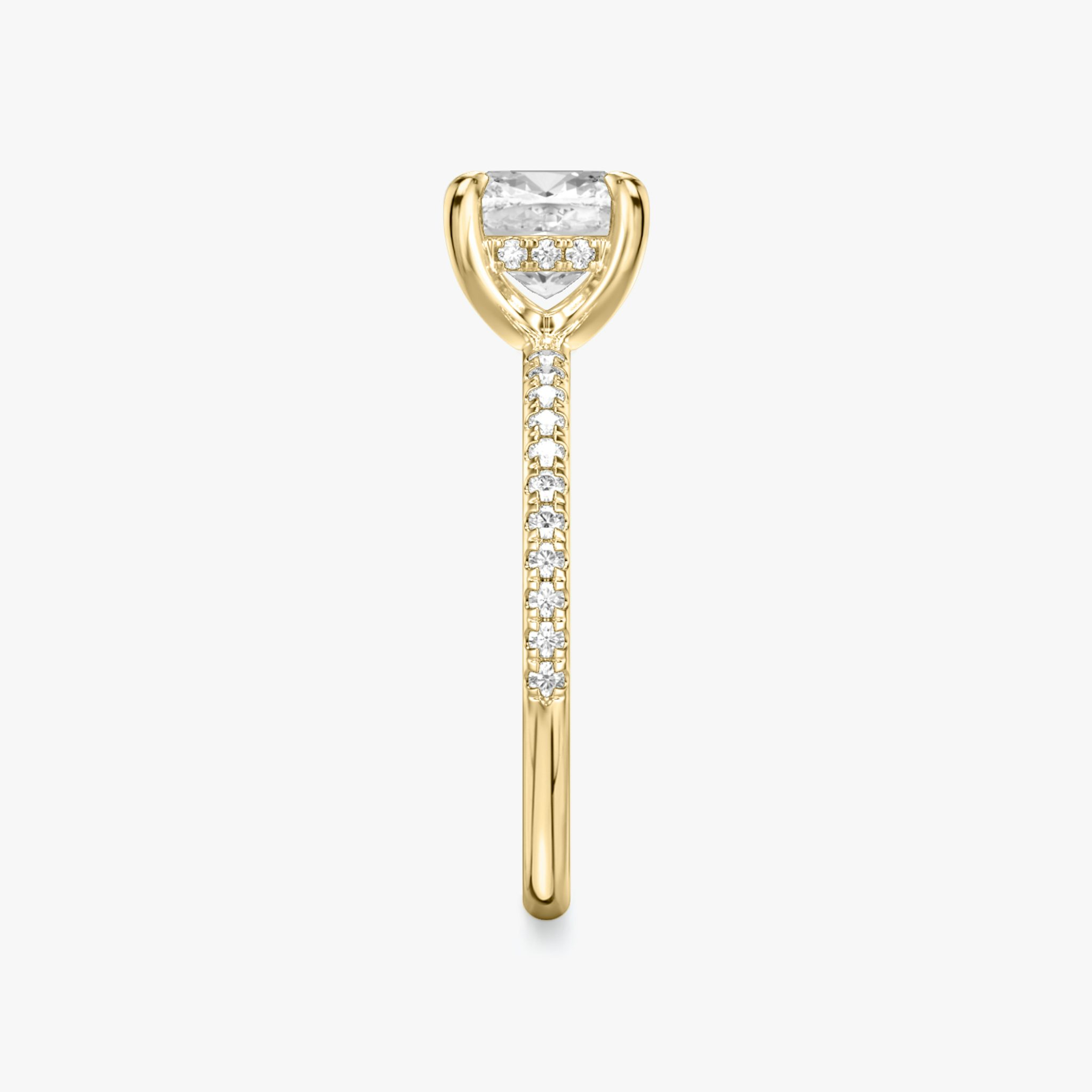 The Classic Hidden Halo | Cushion | 18k | Yellow Gold | bandAccent: Pavé | bandWidth: standard | prongStyle: Plain | diamondOrientation: vertical | caratWeight: other