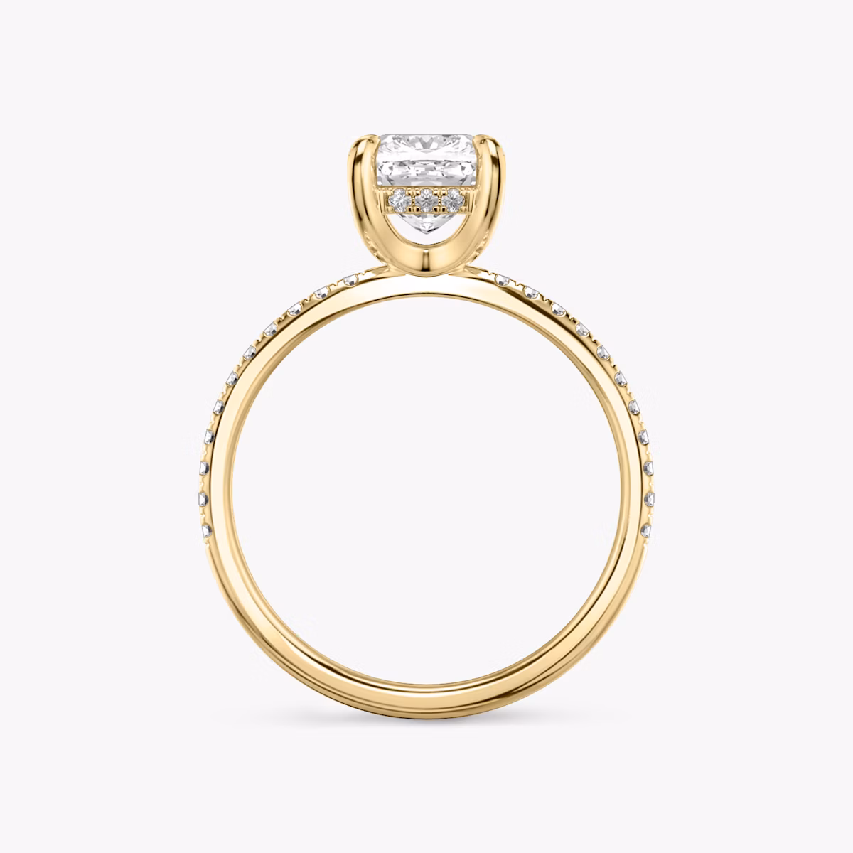 The Classic Hidden Halo | Cushion | 18k | Yellow Gold | bandAccent: Pavé | bandWidth: standard | prongStyle: Plain | diamondOrientation: vertical | caratWeight: other
