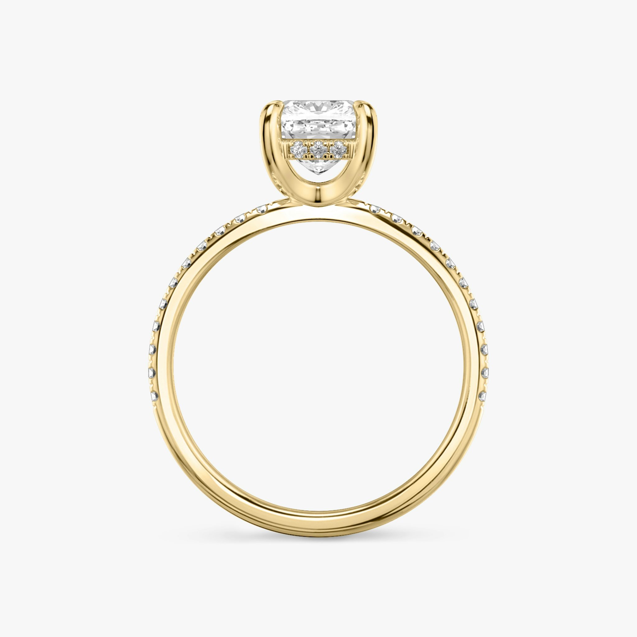 The Classic Hidden Halo | Cushion | 18k | Yellow Gold | bandAccent: Pavé | bandWidth: standard | prongStyle: Plain | diamondOrientation: vertical | caratWeight: other