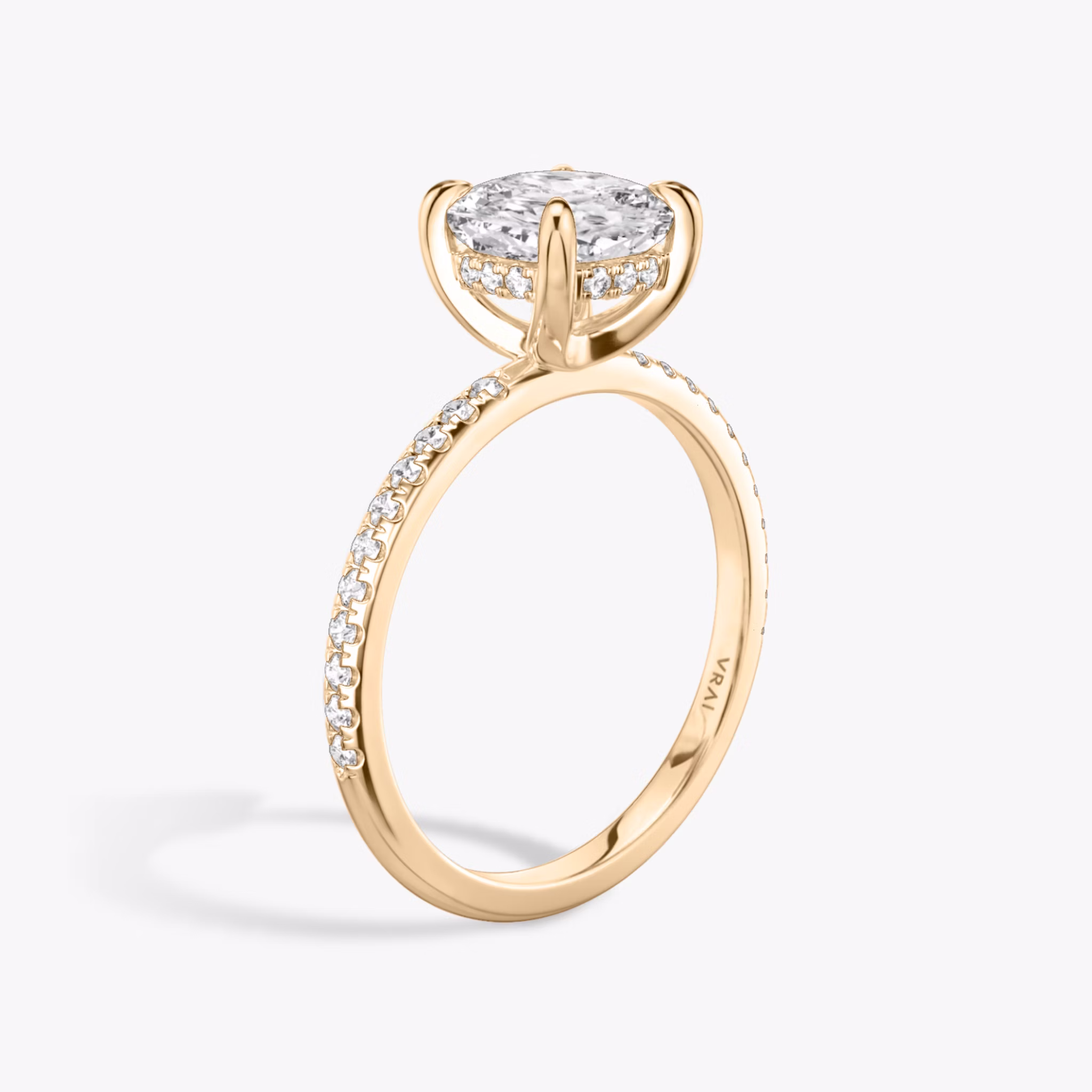 The Classic Hidden Halo | Cushion | 14k | Rose Gold | bandAccent: Pavé | bandWidth: standard | prongStyle: Plain | diamondOrientation: vertical | caratWeight: other