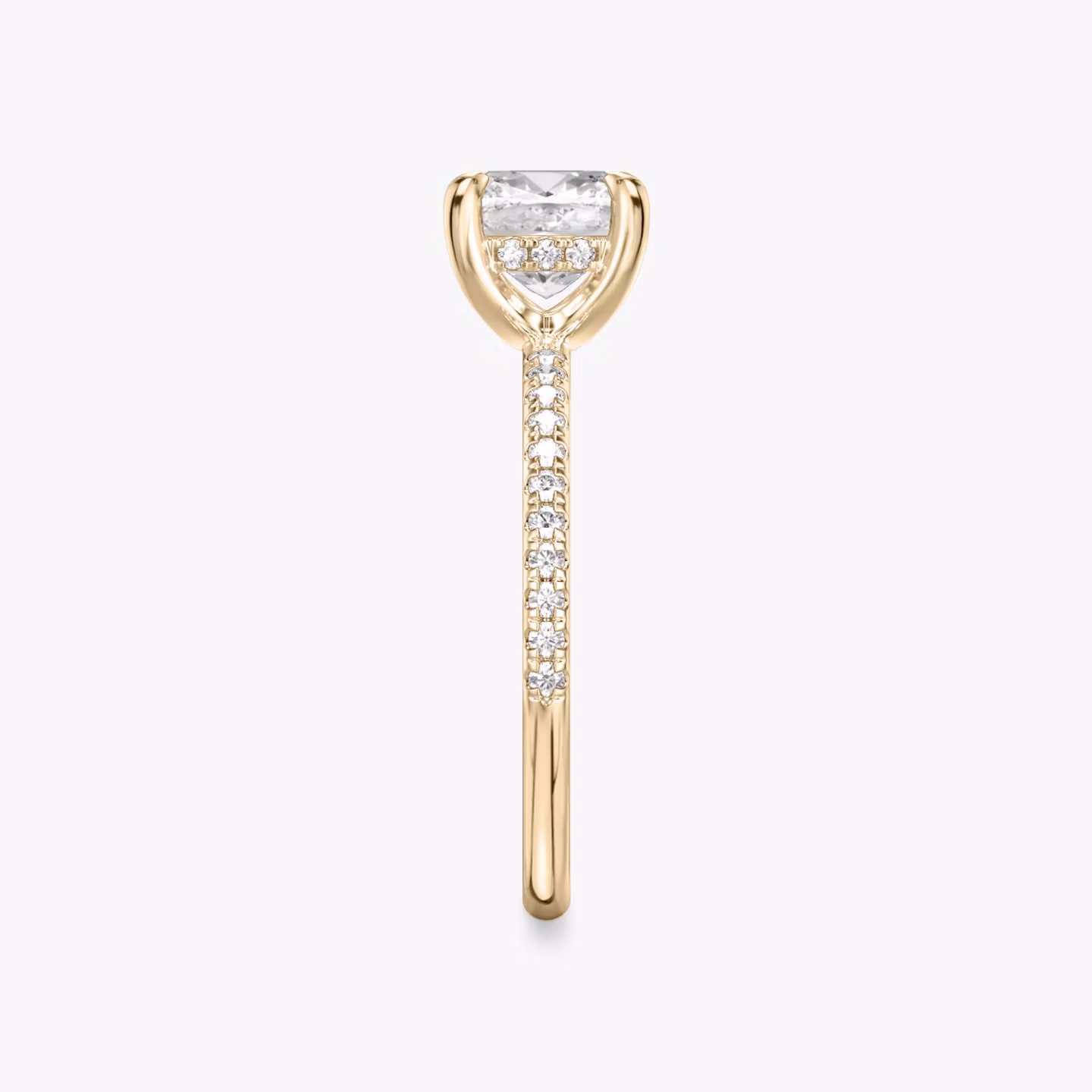 The Classic Hidden Halo | Cushion | 14k | Rose Gold | bandAccent: Pavé | bandWidth: standard | prongStyle: Plain | diamondOrientation: vertical | caratWeight: other