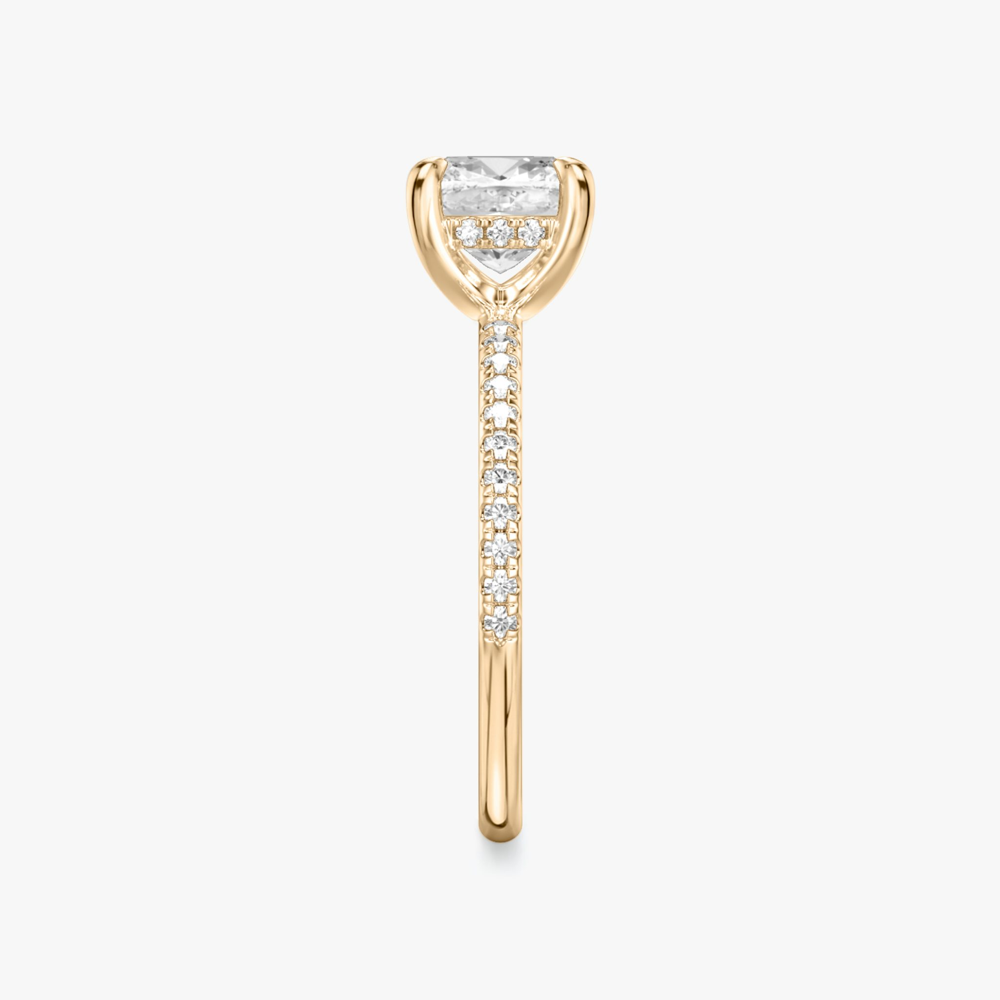 The Classic Hidden Halo | Cushion | 14k | Rose Gold | bandAccent: Pavé | bandWidth: standard | prongStyle: Plain | diamondOrientation: vertical | caratWeight: other